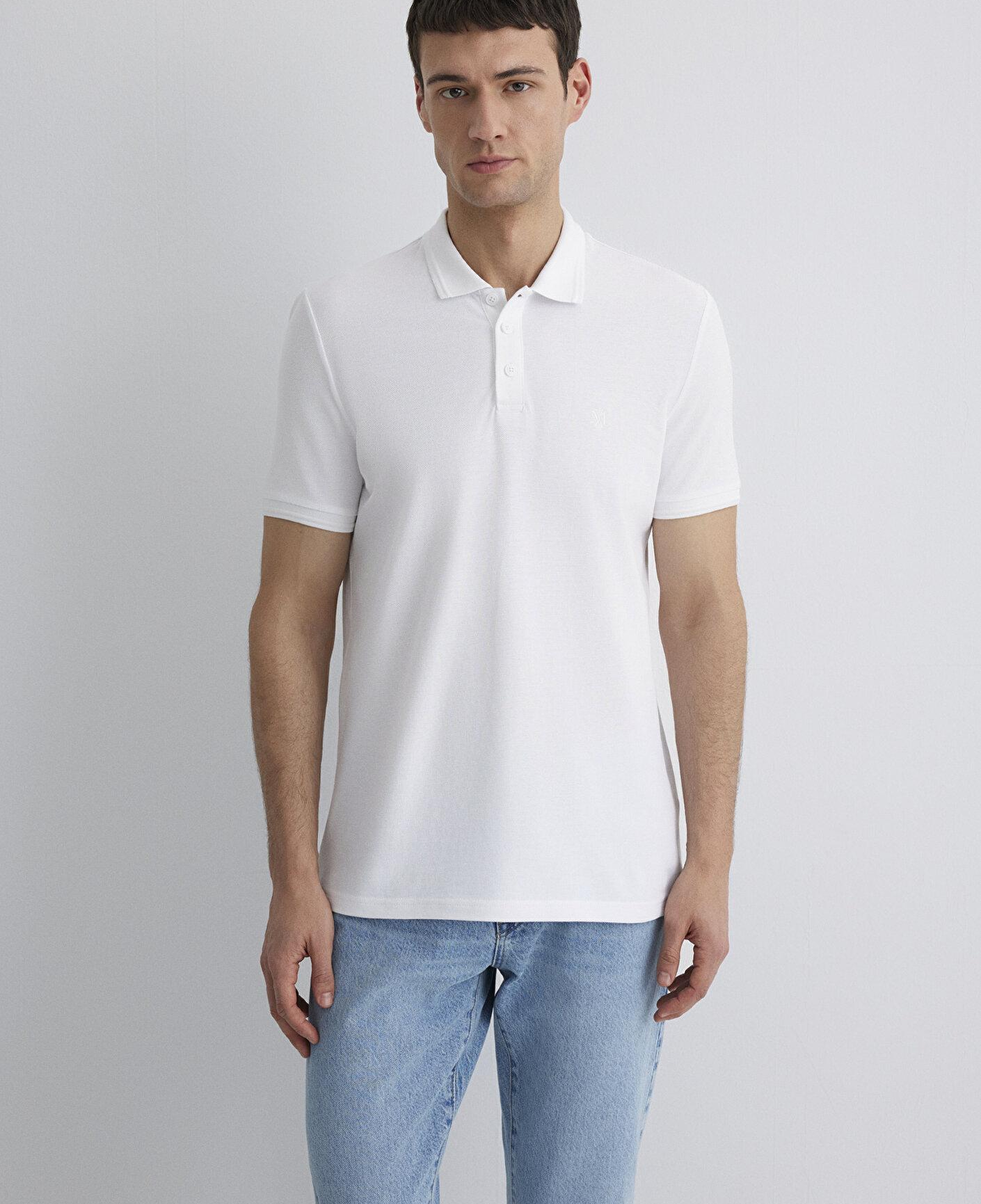 Mavi Beyaz Polo Tişört Slim Fit / Dar Kesim 064946-27879