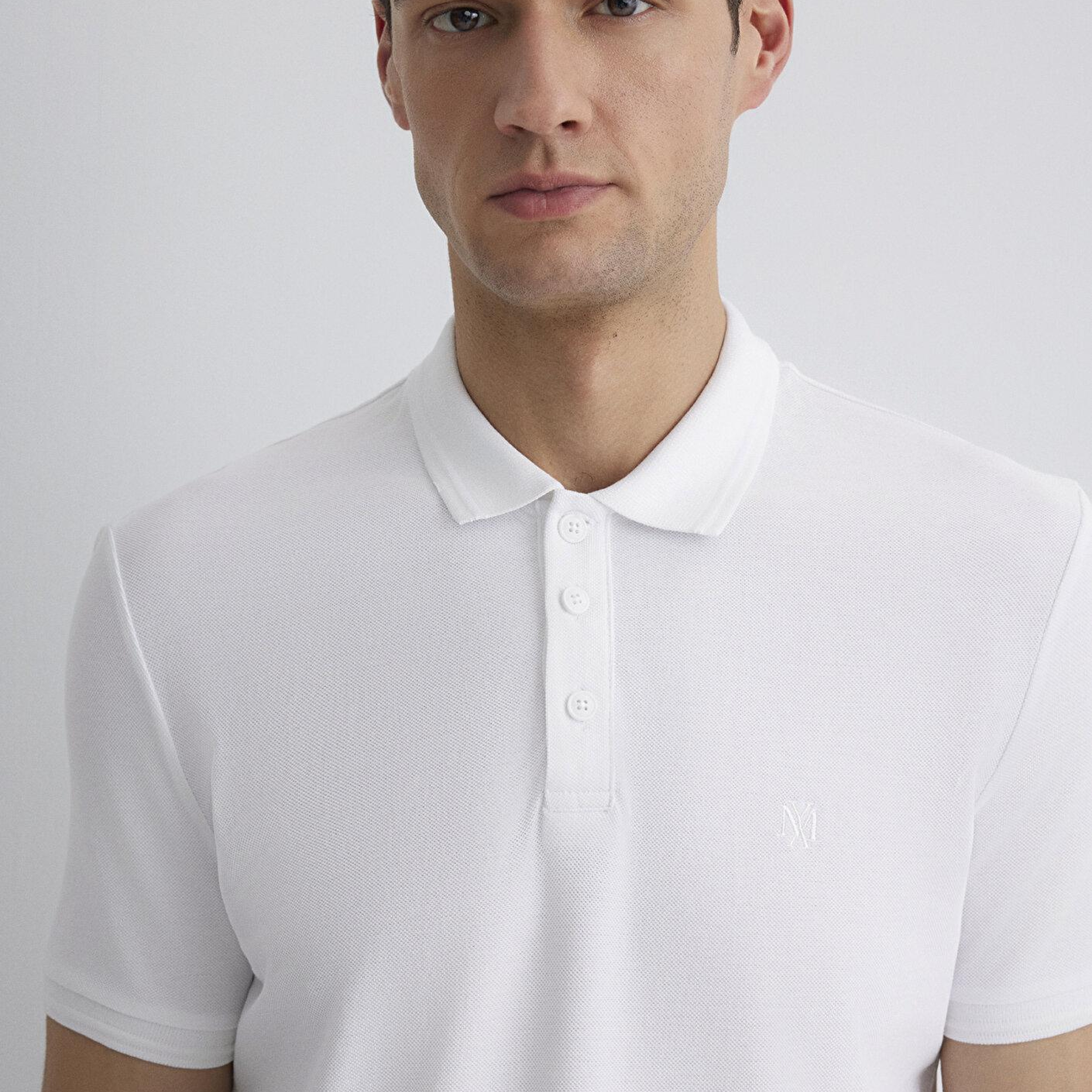 Mavi Beyaz Polo Tişört Slim Fit / Dar Kesim 064946-27879