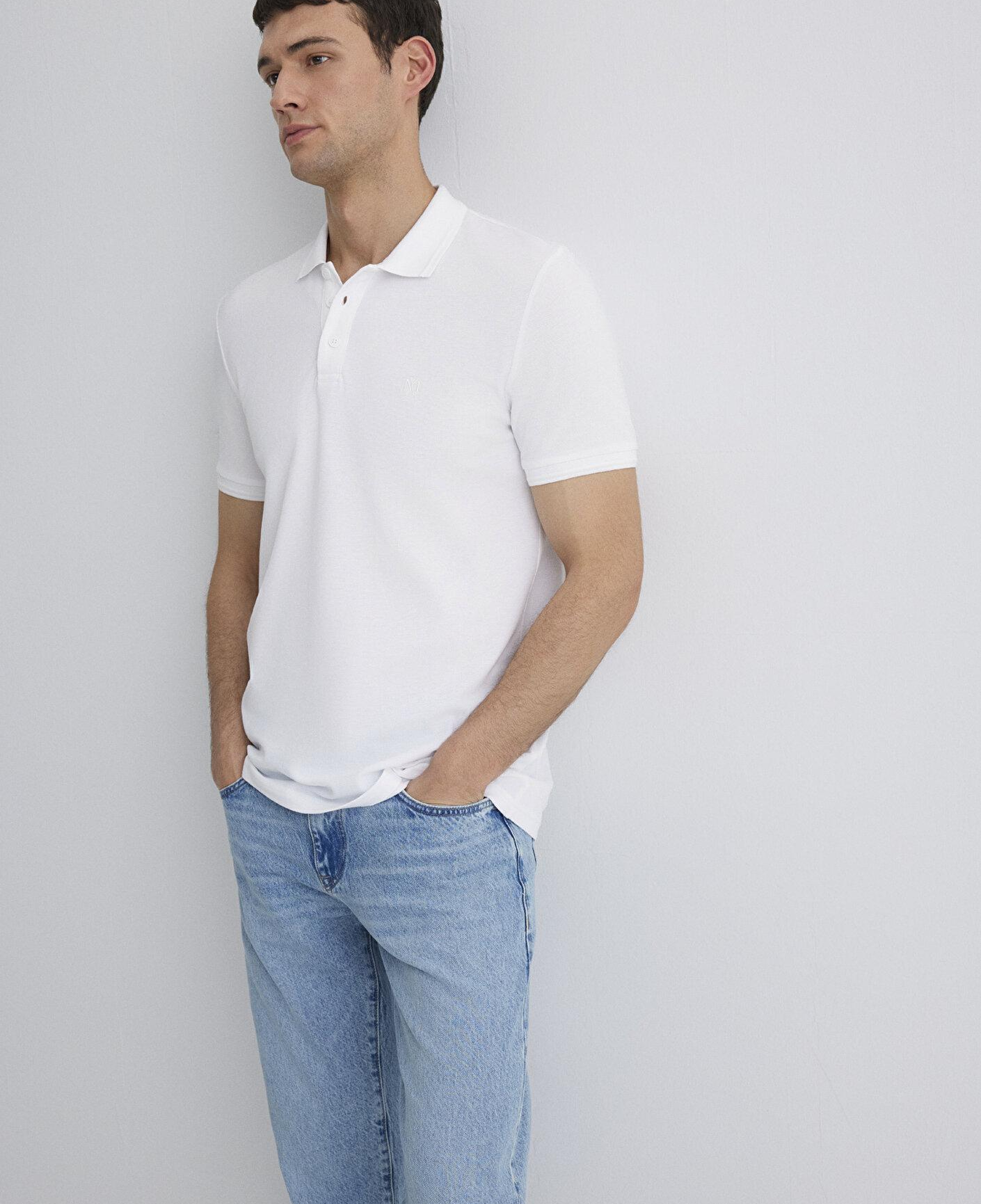 Mavi Beyaz Polo Tişört Slim Fit / Dar Kesim 064946-27879