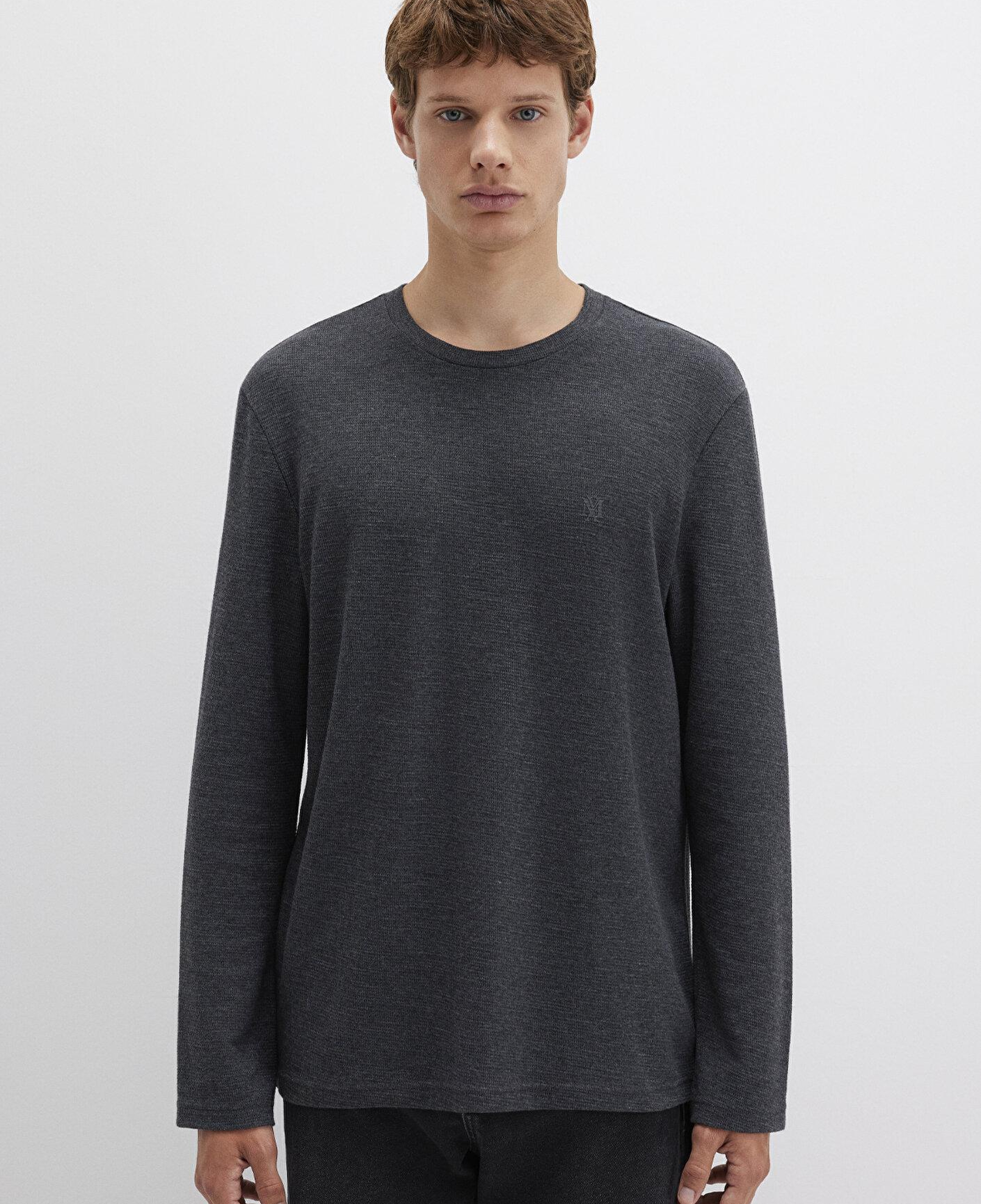 Mavi Uzun Kollu Antrasit Basic Tişört Slim Fit / Dar Kesim 065755-29758