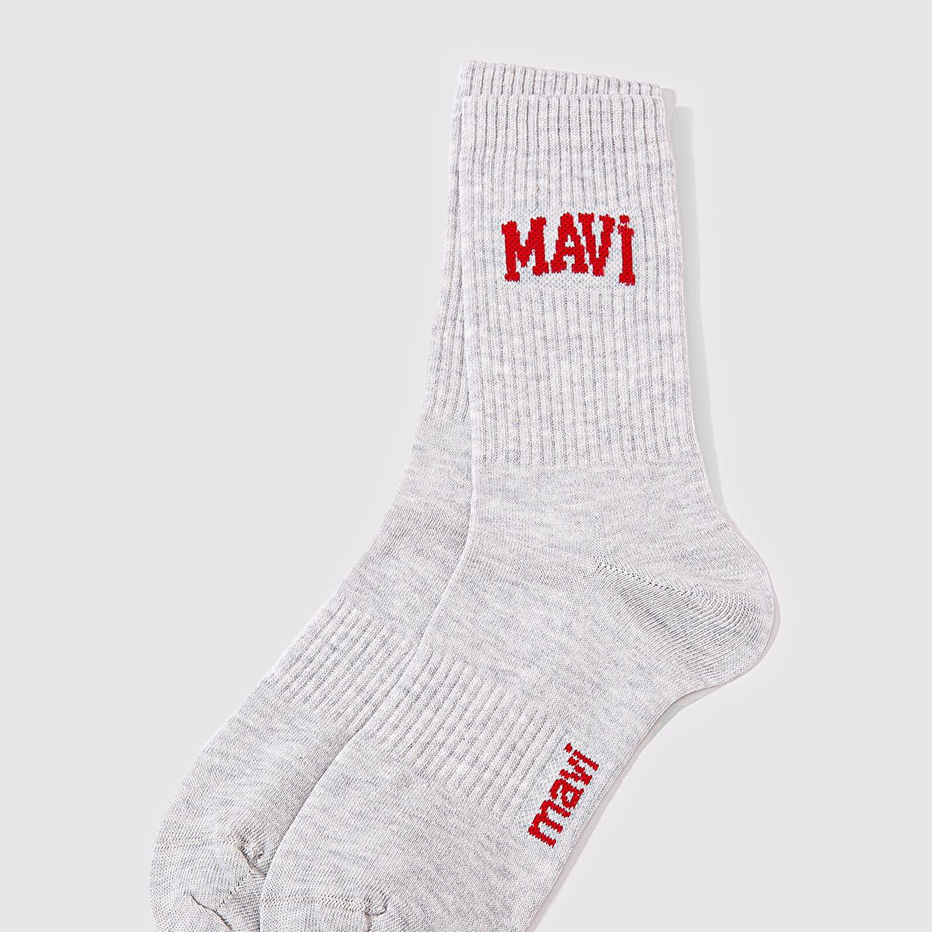 Mavi Mavi Logo Baskılı Gri Soket Çorap 0911160-82816