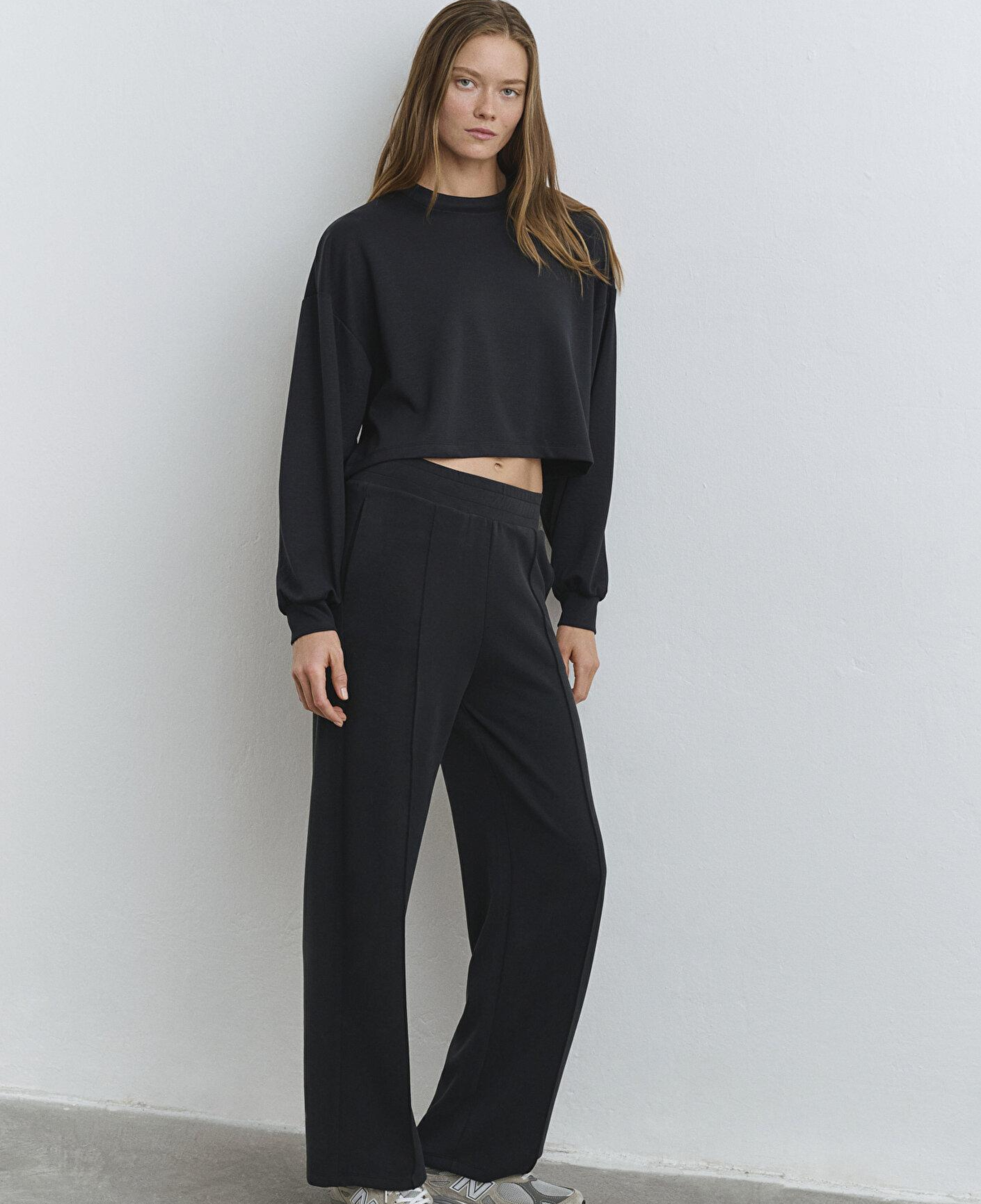 Mavi Sporty Lux Siyah (TENCEL™) Modal Karışımlı Eşofman Altı 1010634-900