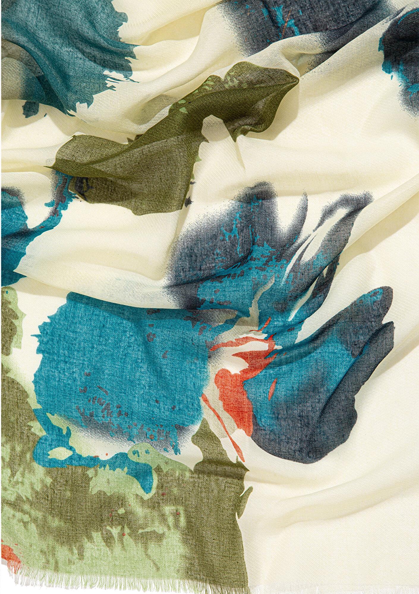 Mavi Baskılı Şal 1912227-35115