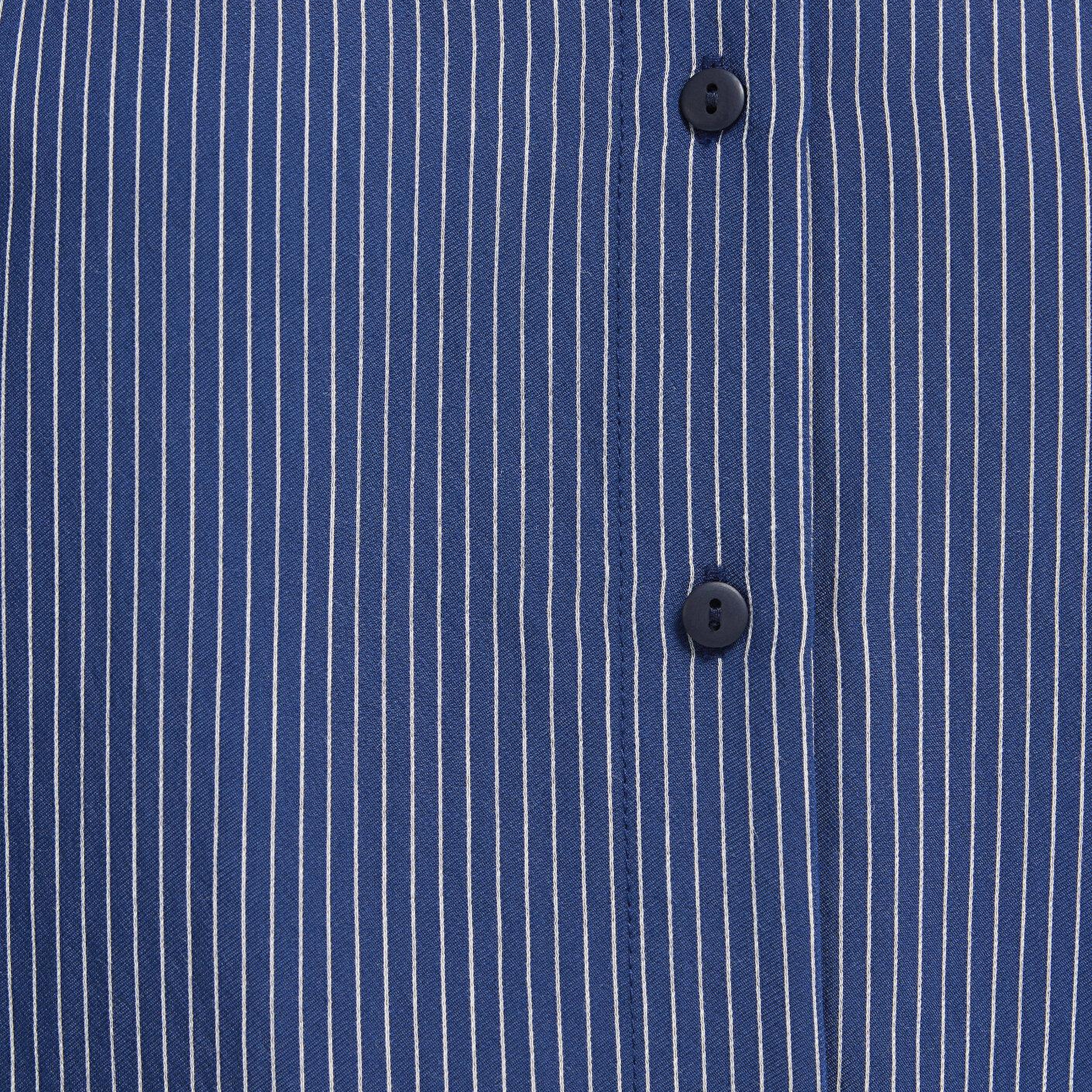 Mavi Çizgili Lacivert Gömlek Loose Fit / Bol Rahat Kesim 1210683-80736