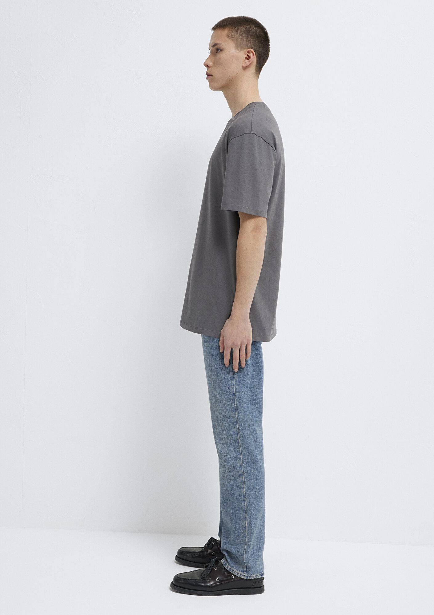 Mavi Antrasit Basic Tişört Loose Fit / Bol Rahat Kesim 066249-86569