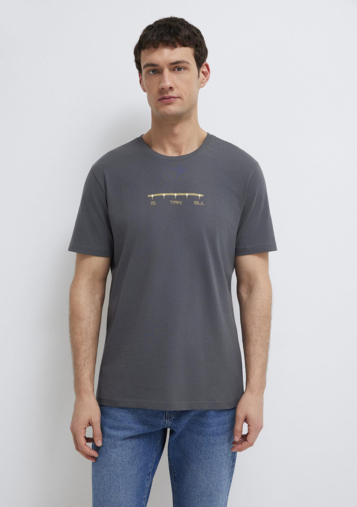 Mavi İstanbul Baskılı Gri Tişört Regular Fit / Normal Kesim 0612452-85309