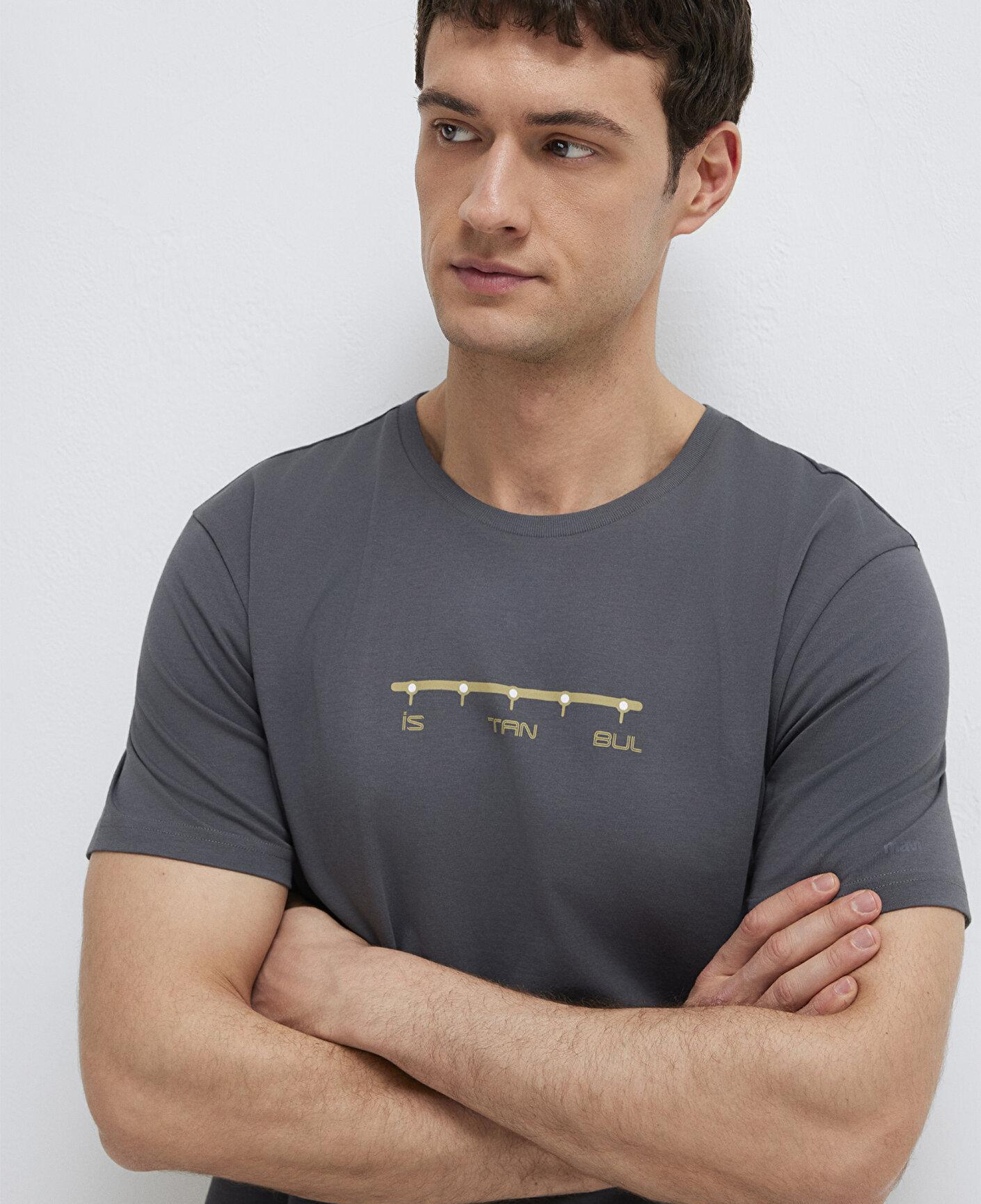 Mavi İstanbul Baskılı Gri Tişört Regular Fit / Normal Kesim 0612452-85309