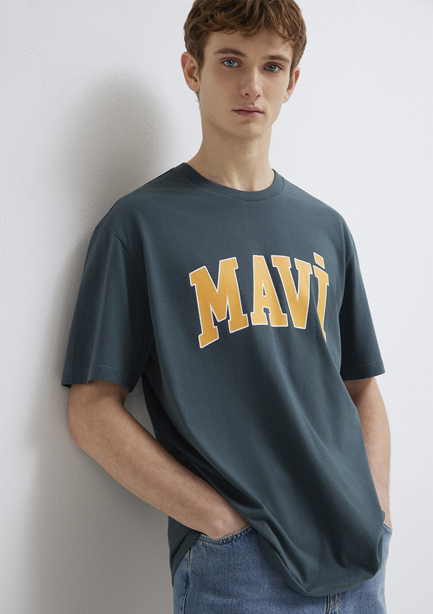 Mavi Mavi Logo Baskılı Yeşil Tişört Loose Fit / Bol Rahat Kesim 0611711-71598