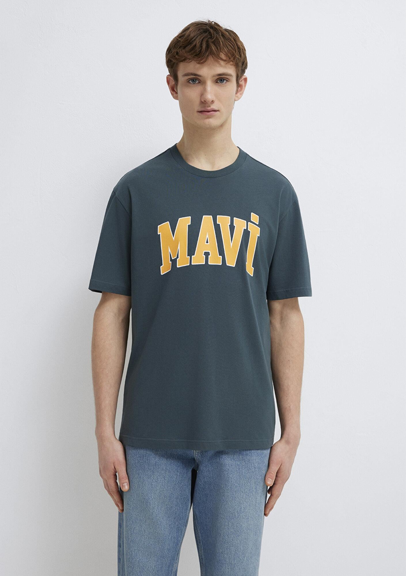 Mavi Mavi Logo Baskılı Yeşil Tişört Loose Fit / Bol Rahat Kesim 0611711-71598