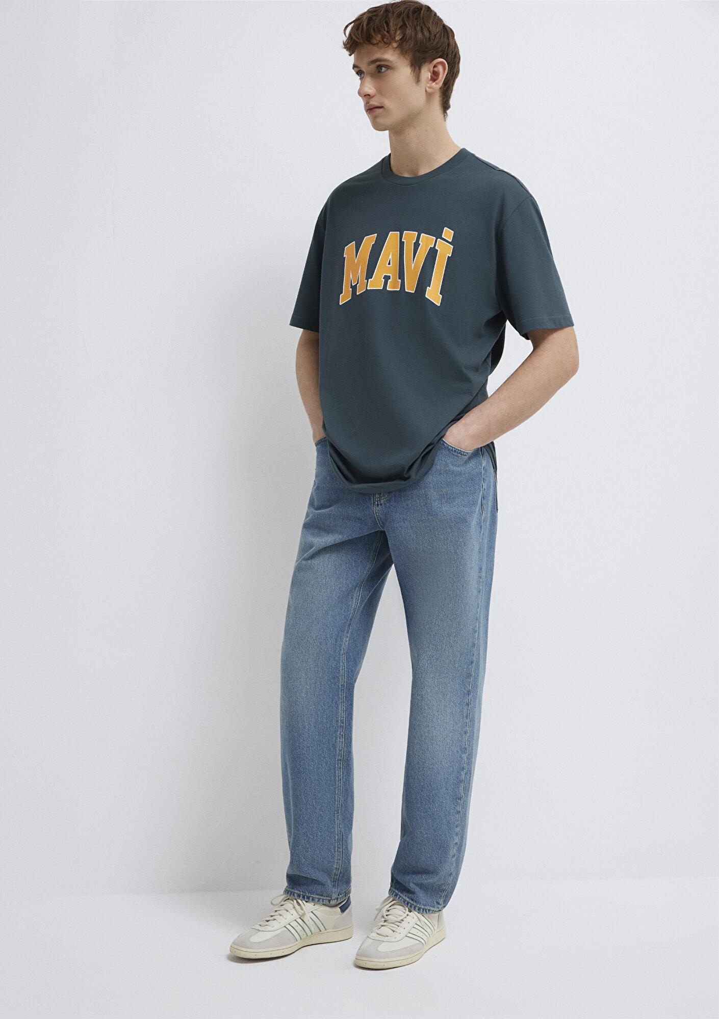 Mavi Mavi Logo Baskılı Yeşil Tişört Loose Fit / Bol Rahat Kesim 0611711-71598