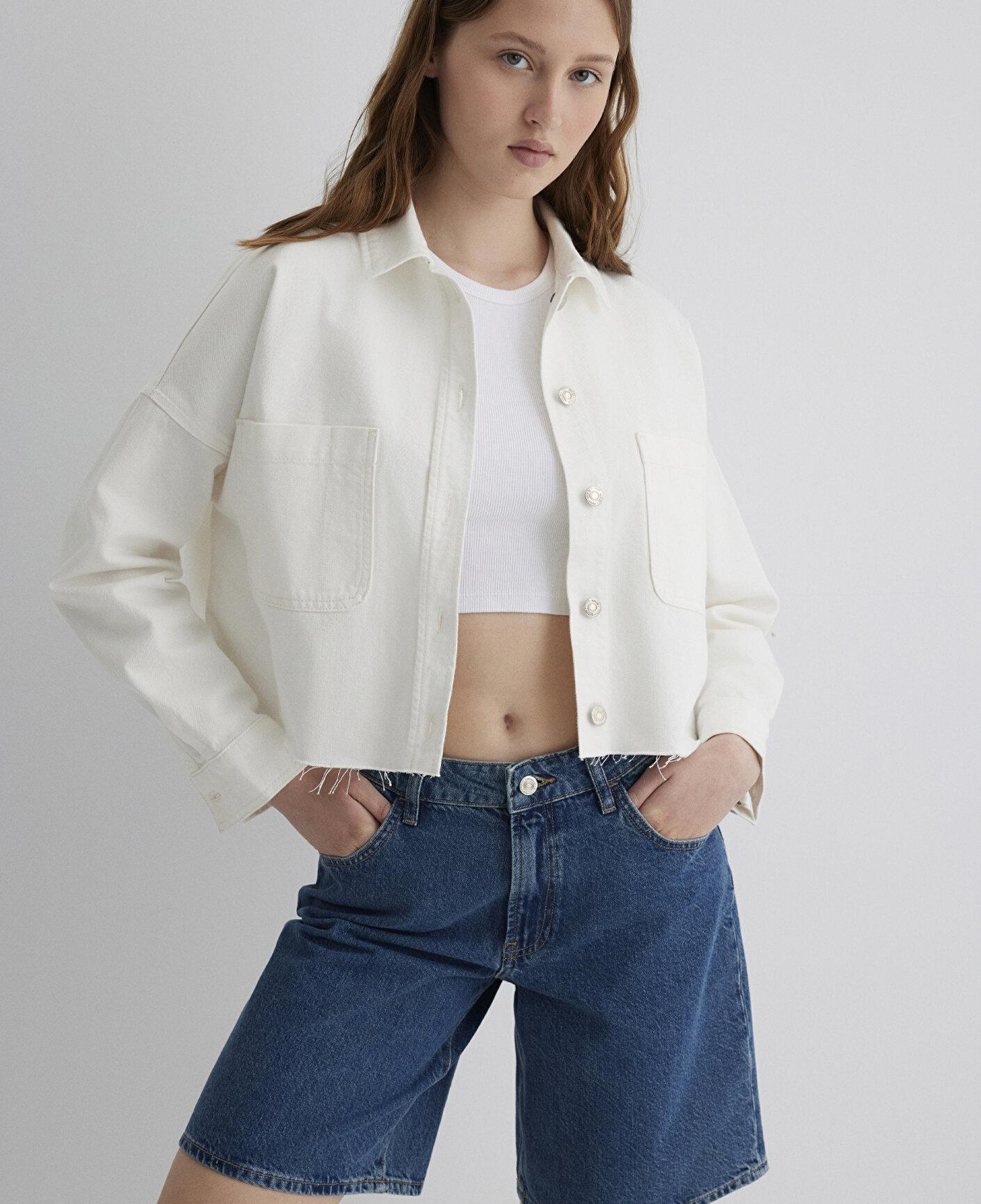 Mavi Vivi 90lar Beyaz Jean Gömlek Crop / Kısa Kesim 1210244-86440