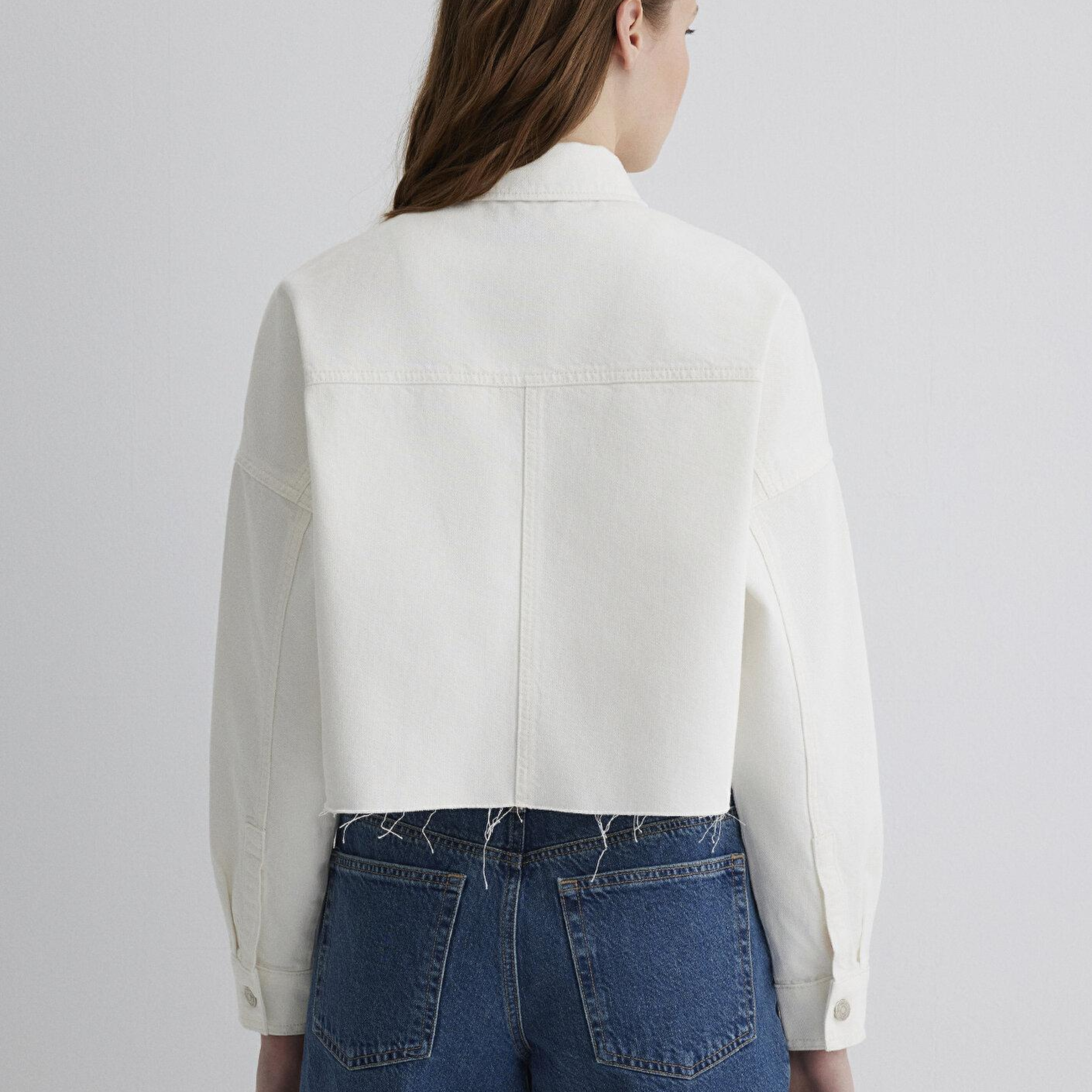 Mavi Vivi 90lar Beyaz Jean Gömlek Crop / Kısa Kesim 1210244-86440