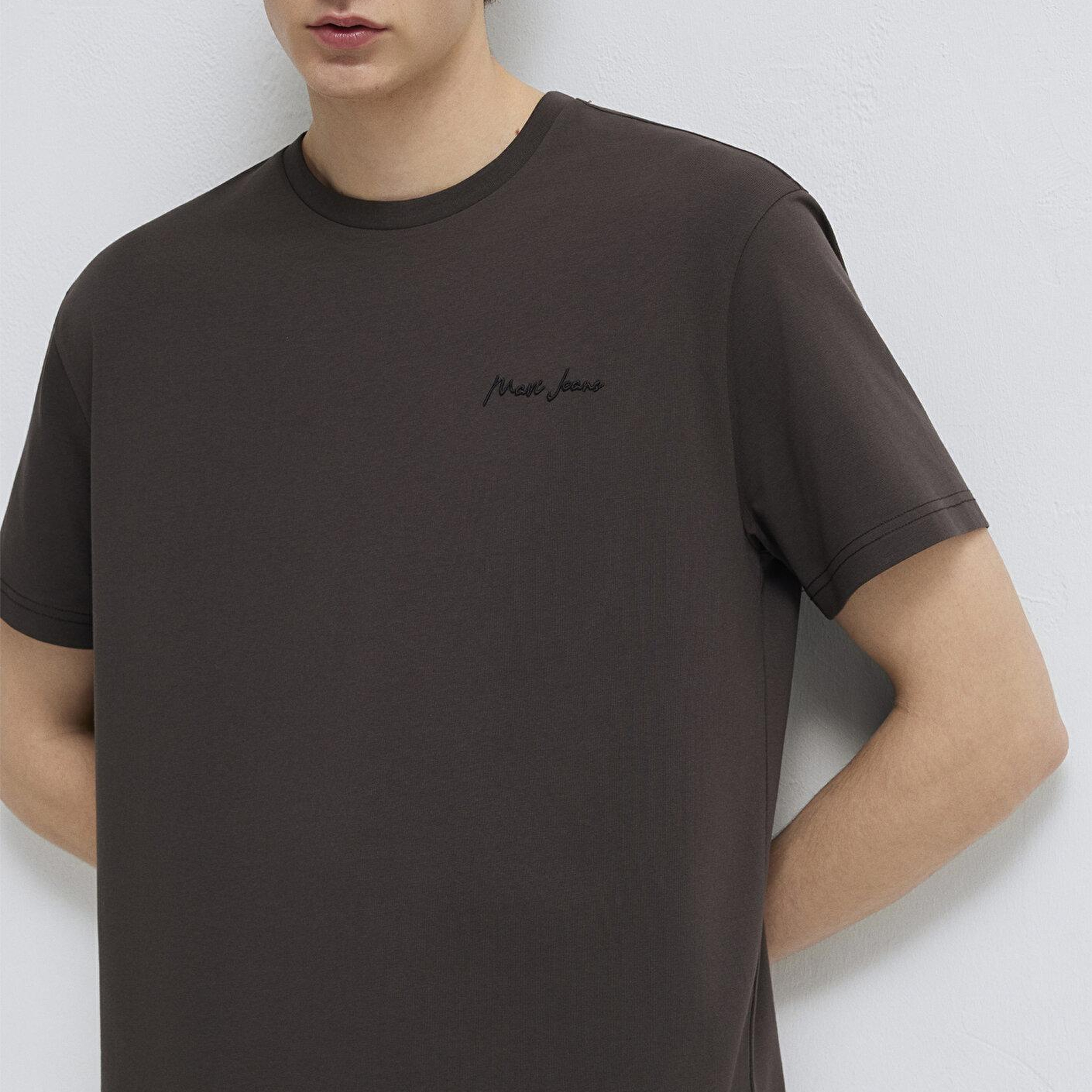 Mavi Mavi Jeans Nakışlı Kahverengi Basic Tişört Loose Fit / Bol Rahat Kesim 0612733-70219