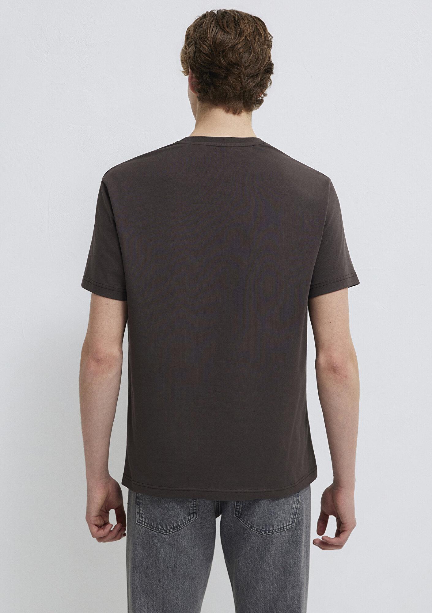 Mavi Mavi Jeans Nakışlı Kahverengi Basic Tişört Loose Fit / Bol Rahat Kesim 0612733-70219