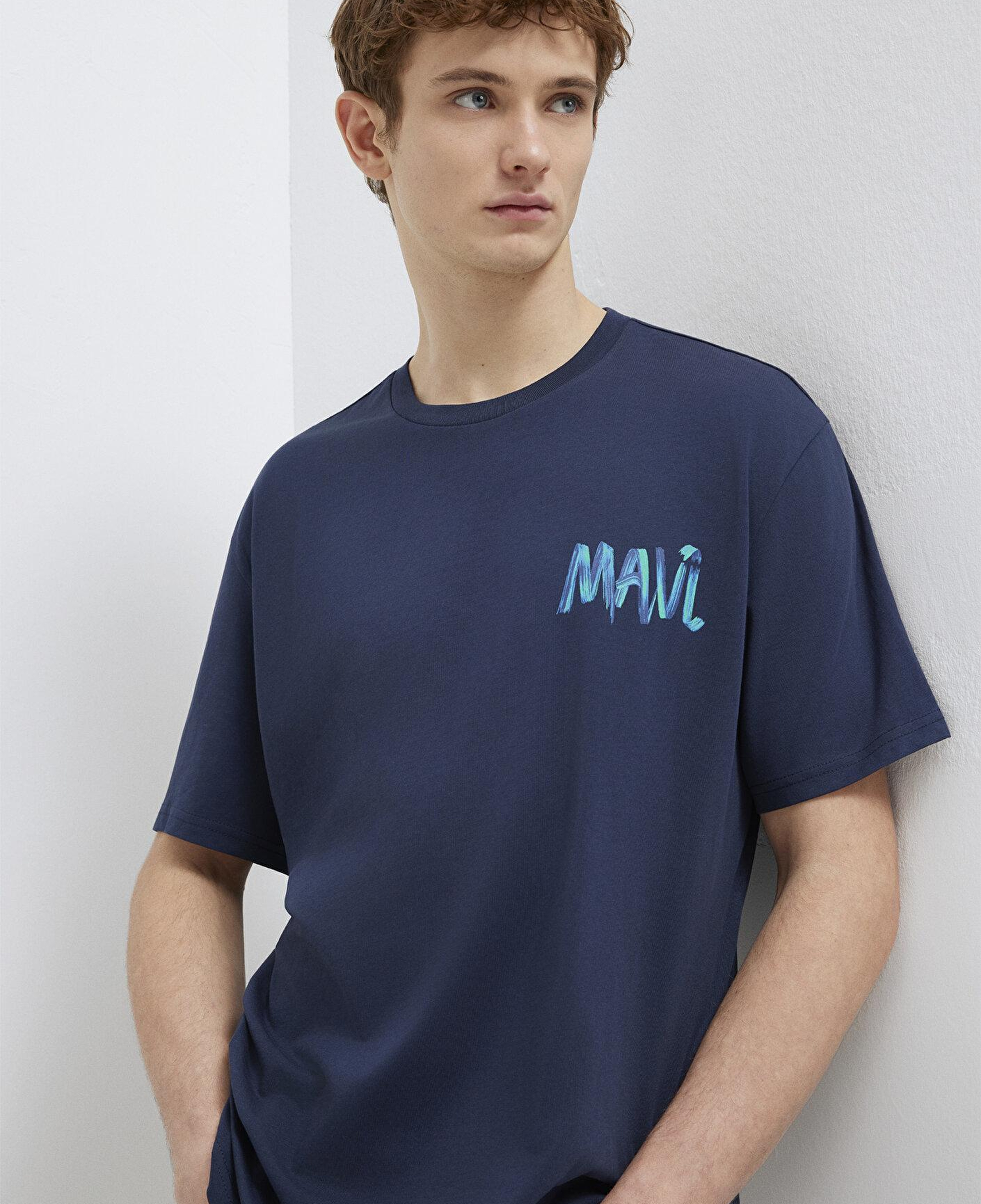 Mavi Mavi Baskılı Lacivert Tişört Loose Fit / Bol Rahat Kesim 0612468-70490