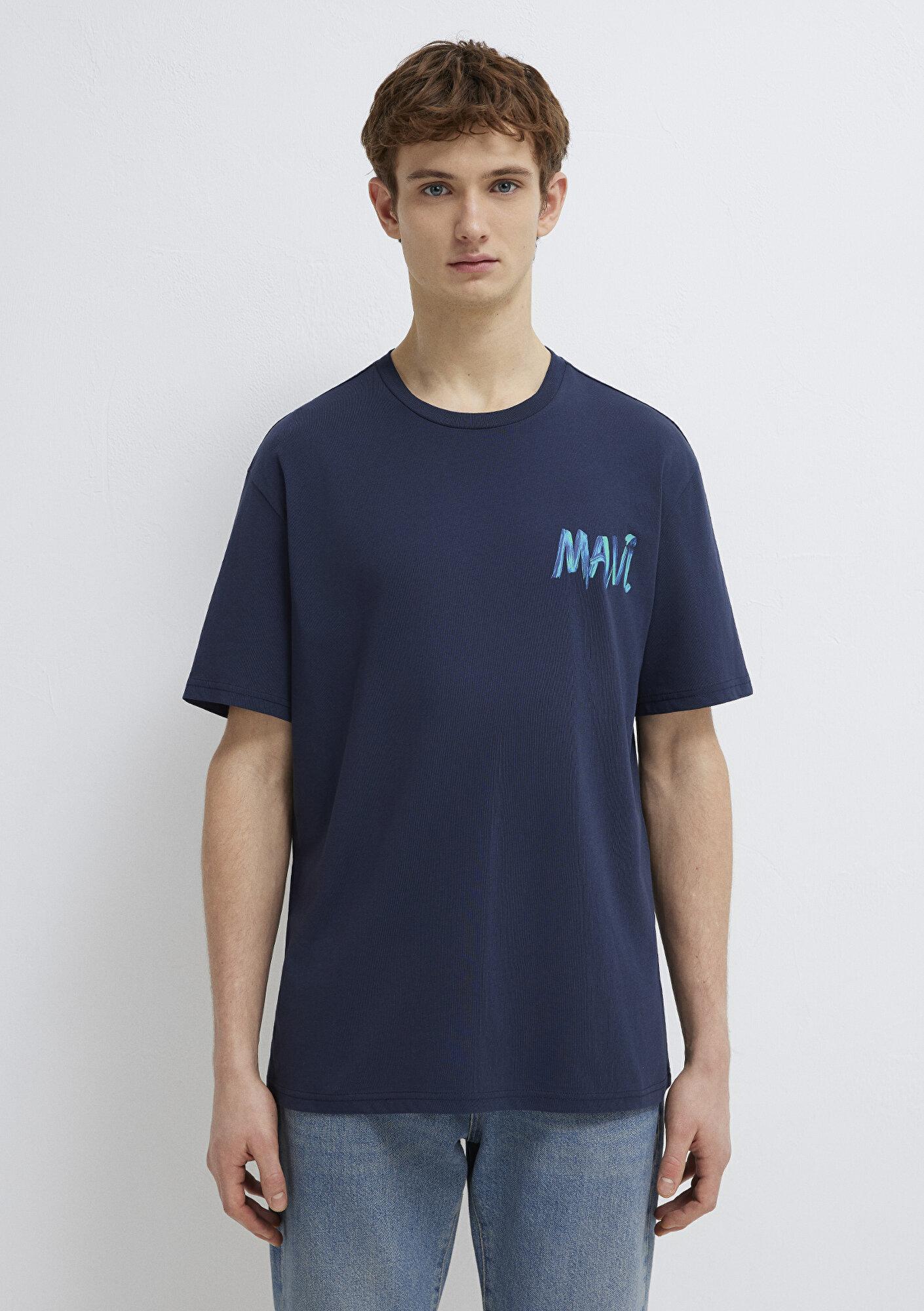 Mavi Mavi Baskılı Lacivert Tişört Loose Fit / Bol Rahat Kesim 0612468-70490