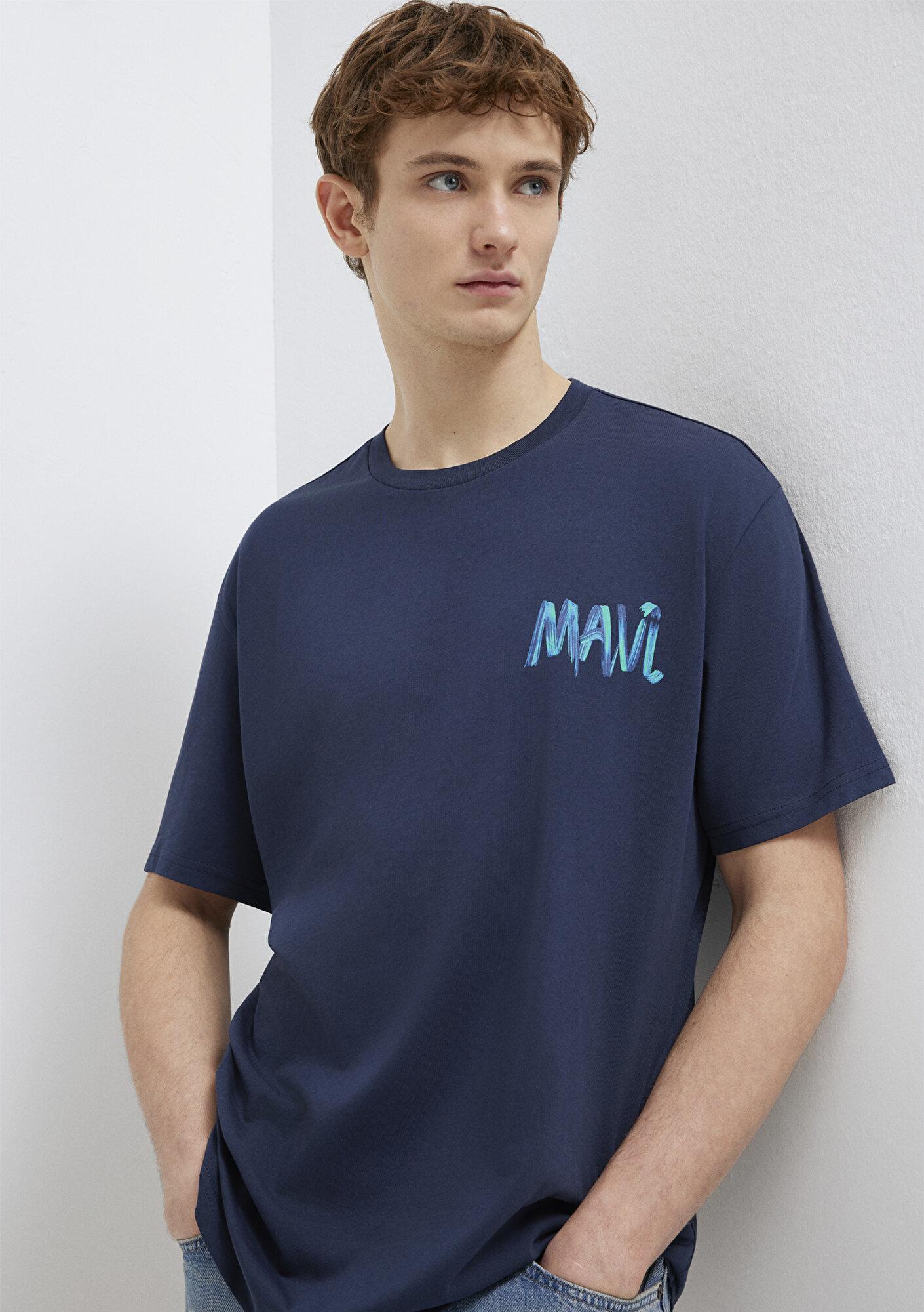 Mavi Mavi Baskılı Lacivert Tişört Loose Fit / Bol Rahat Kesim 0612468-70490