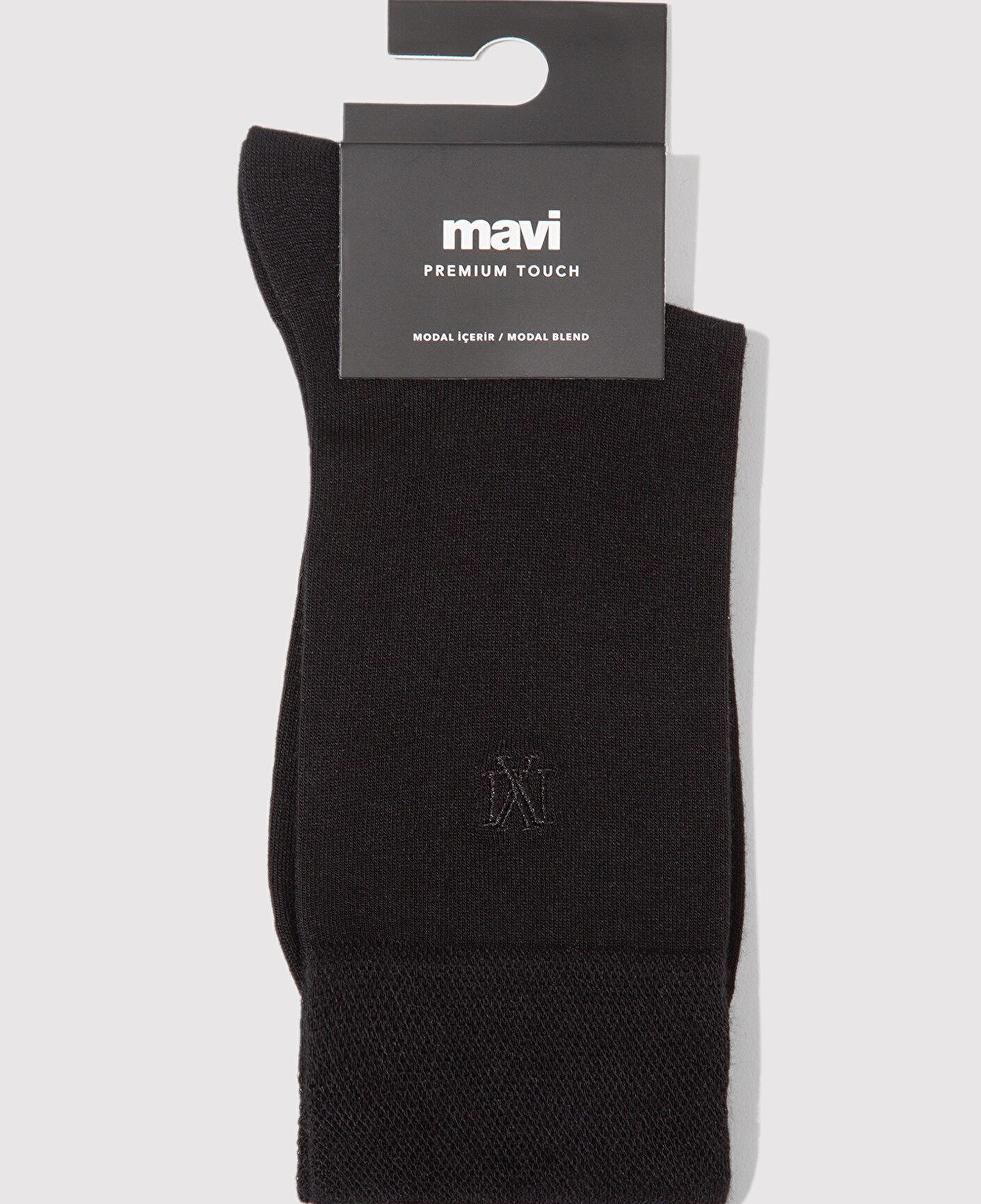 Mavi Mühür Logo Baskılı Siyah Soket Çorap 0911965-900
