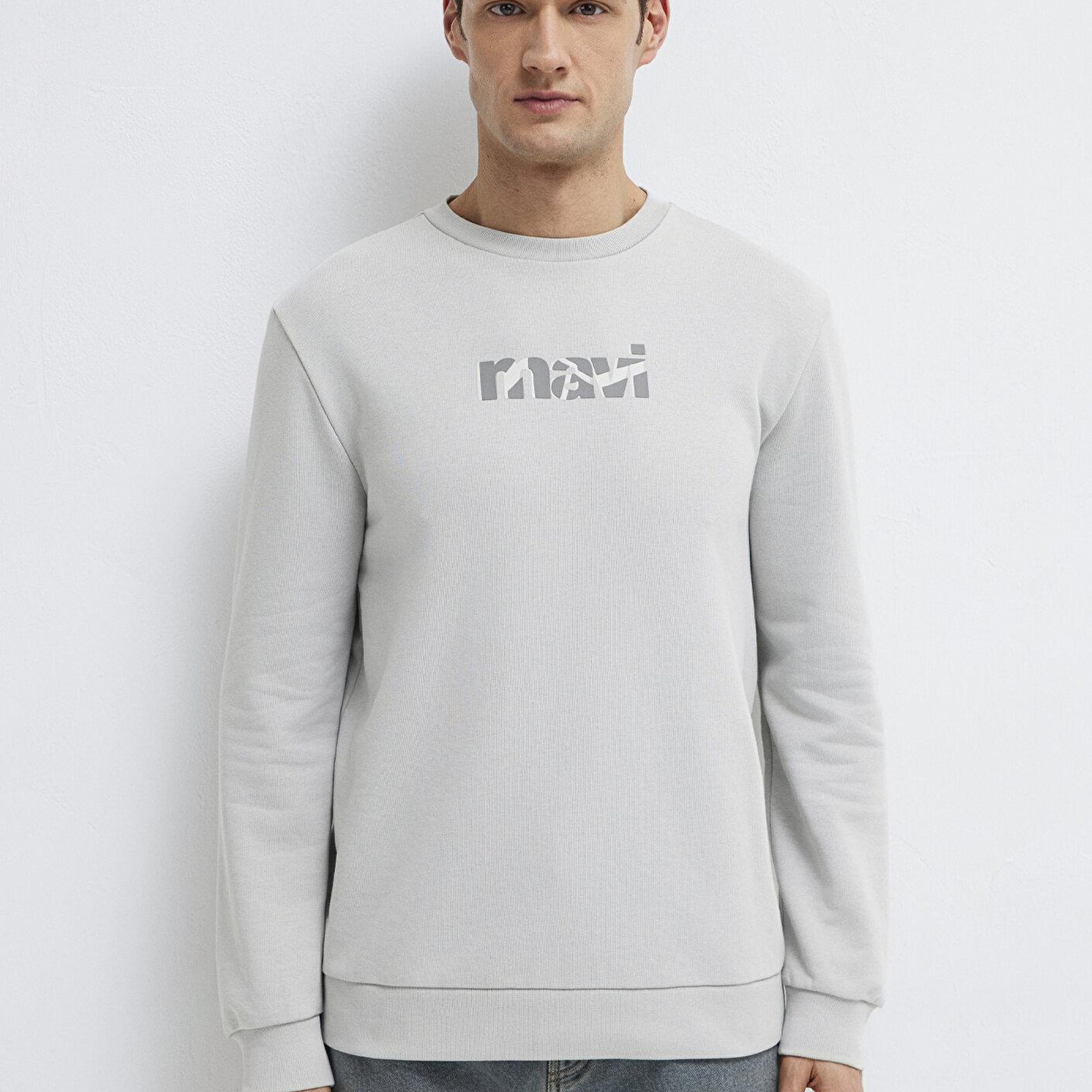 Mavi Mavi Logo Baskılı Gri Sweatshirt 0S10402-70075