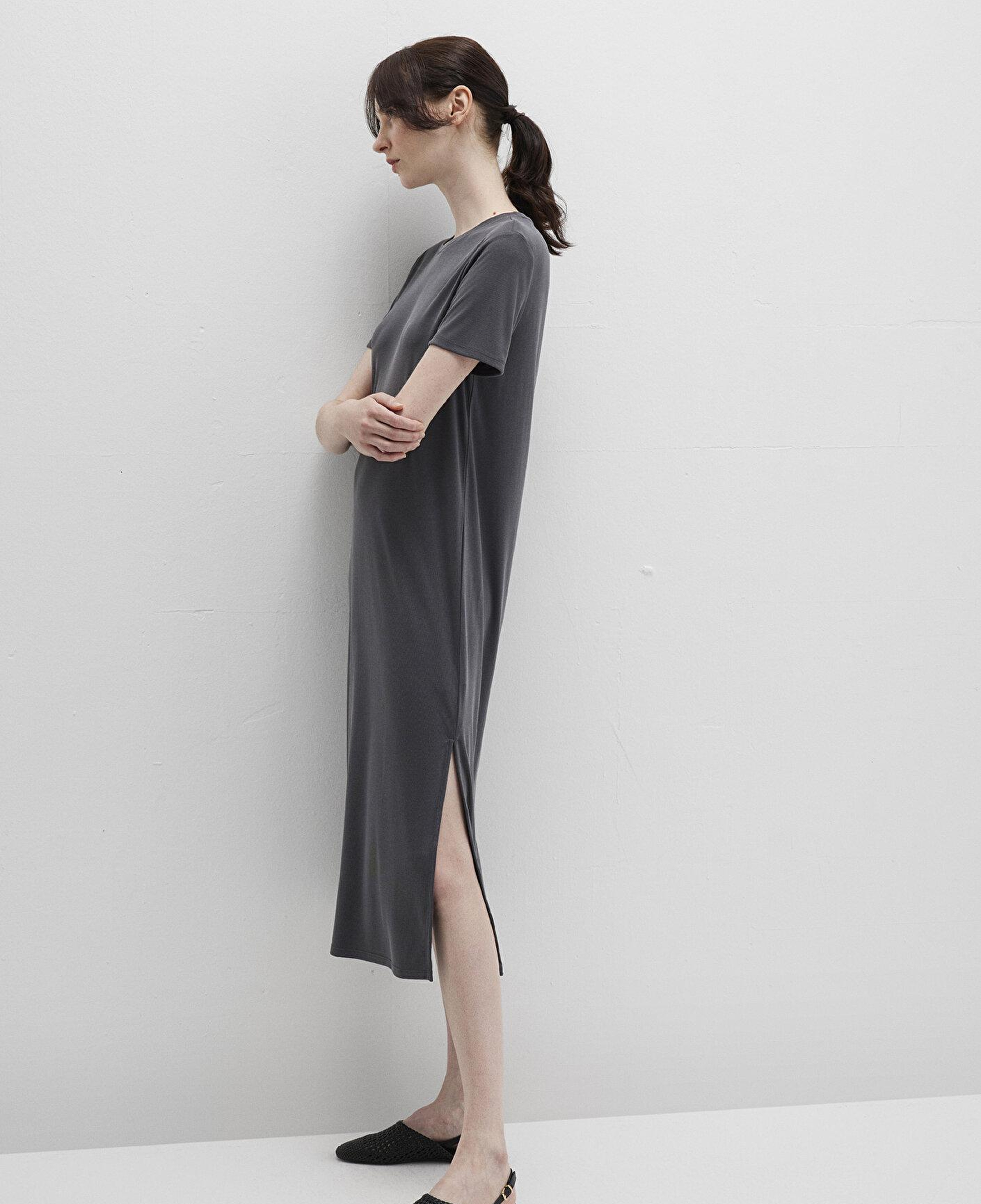 Mavi Antrasit (TENCEL™) Modal Karışımlı Midi Elbise 1310777-70095