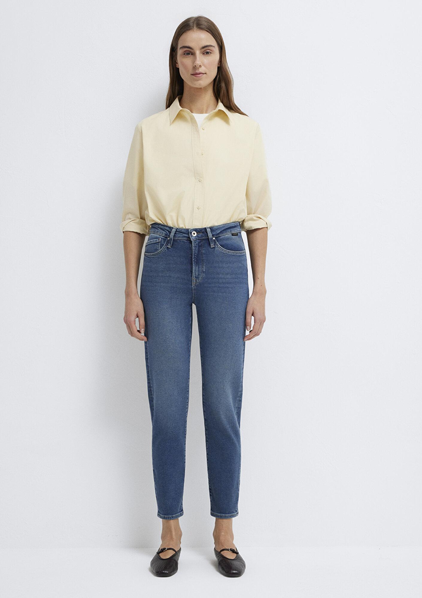 Mavi Star Gold Shape Puslu Koyu Mavi Jean Pantolon 101077-90534
