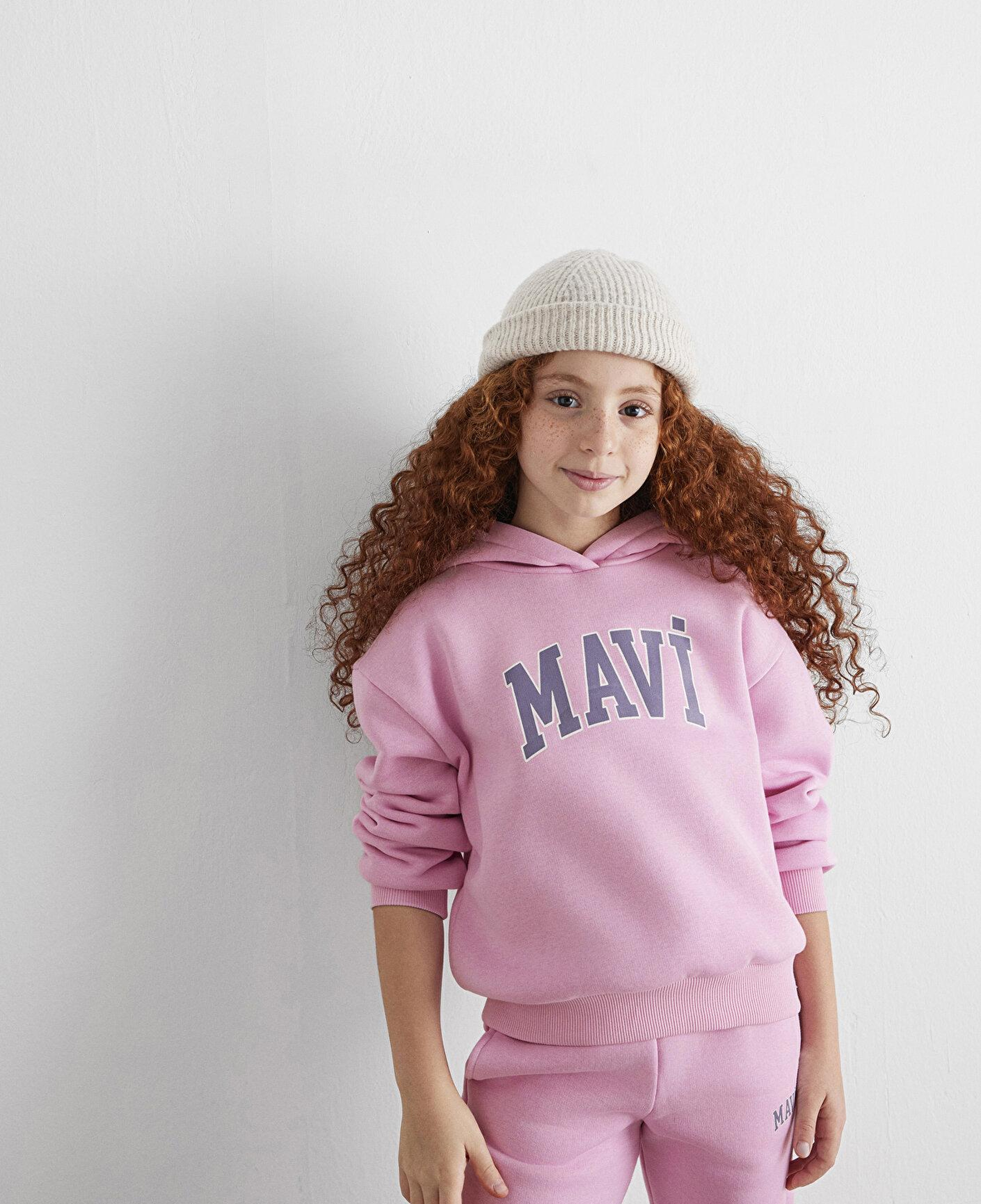 Mavi Mavi Logo Baskılı Kapüşonlu Pembe Sweatshirt 7610035-70973