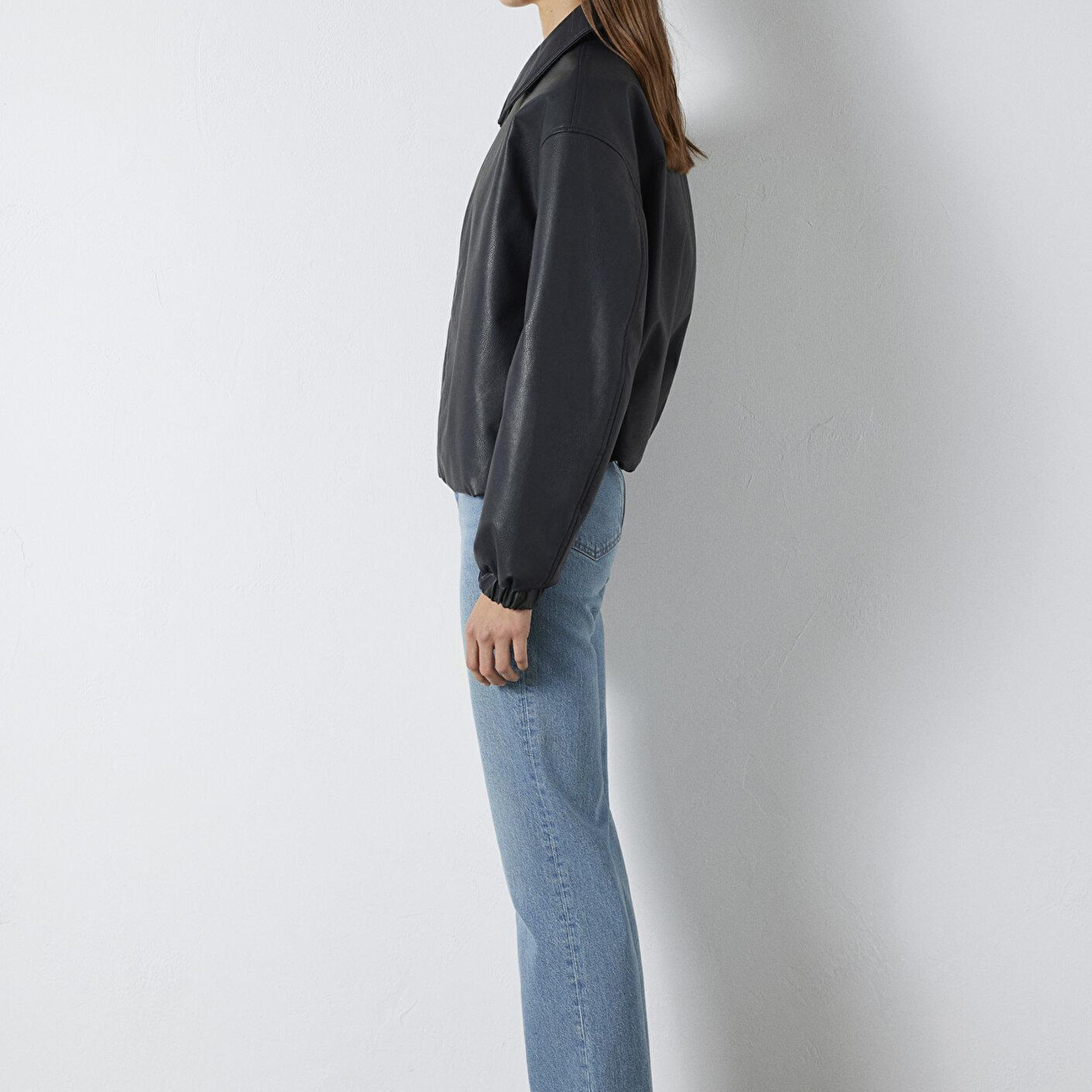 Mavi Lacivert Suni Deri Ceket Oversize / Geniş Kesim 1110614-90372
