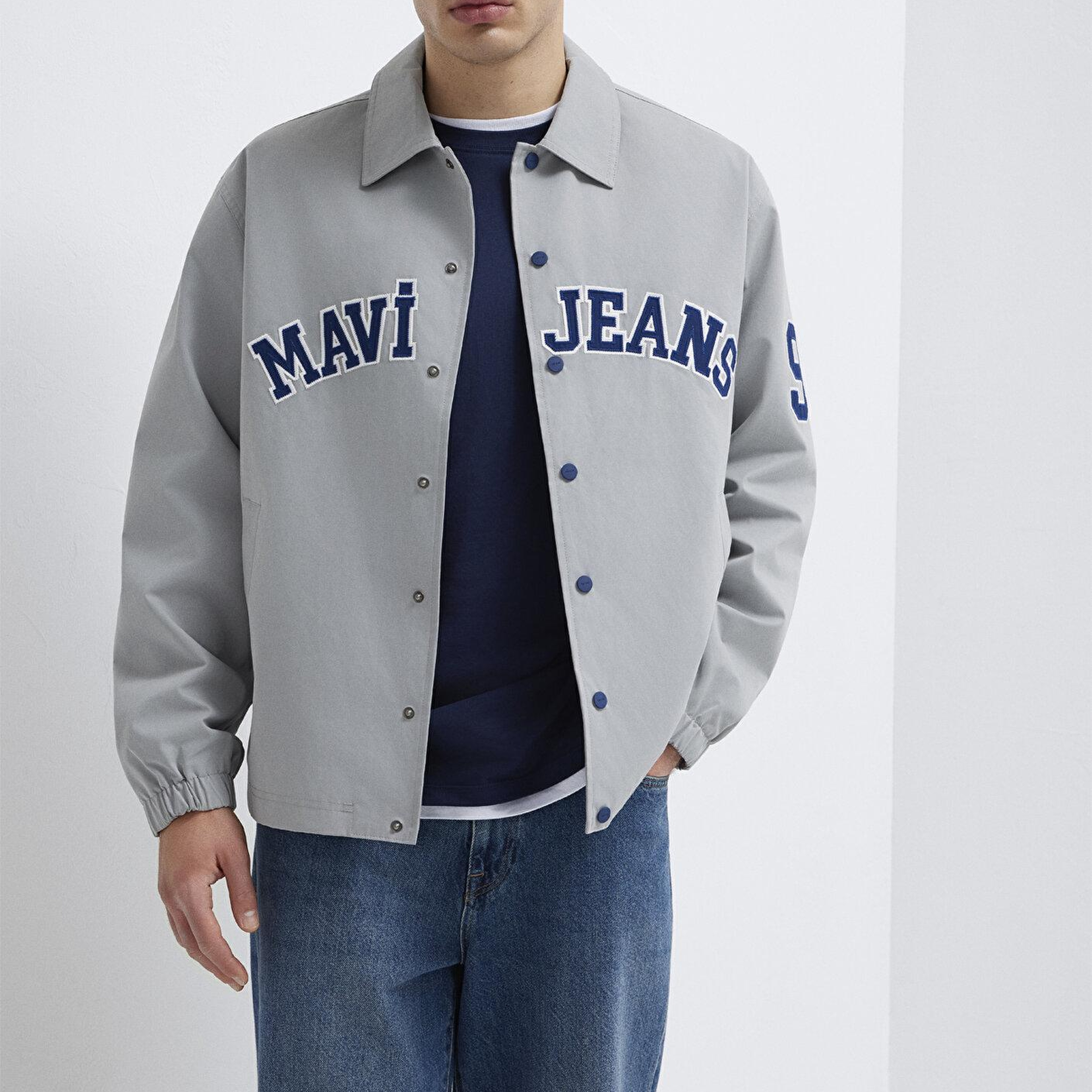 Mavi Mavi Jeans Logo Nakışlı Gri Ceket 0110769-82824