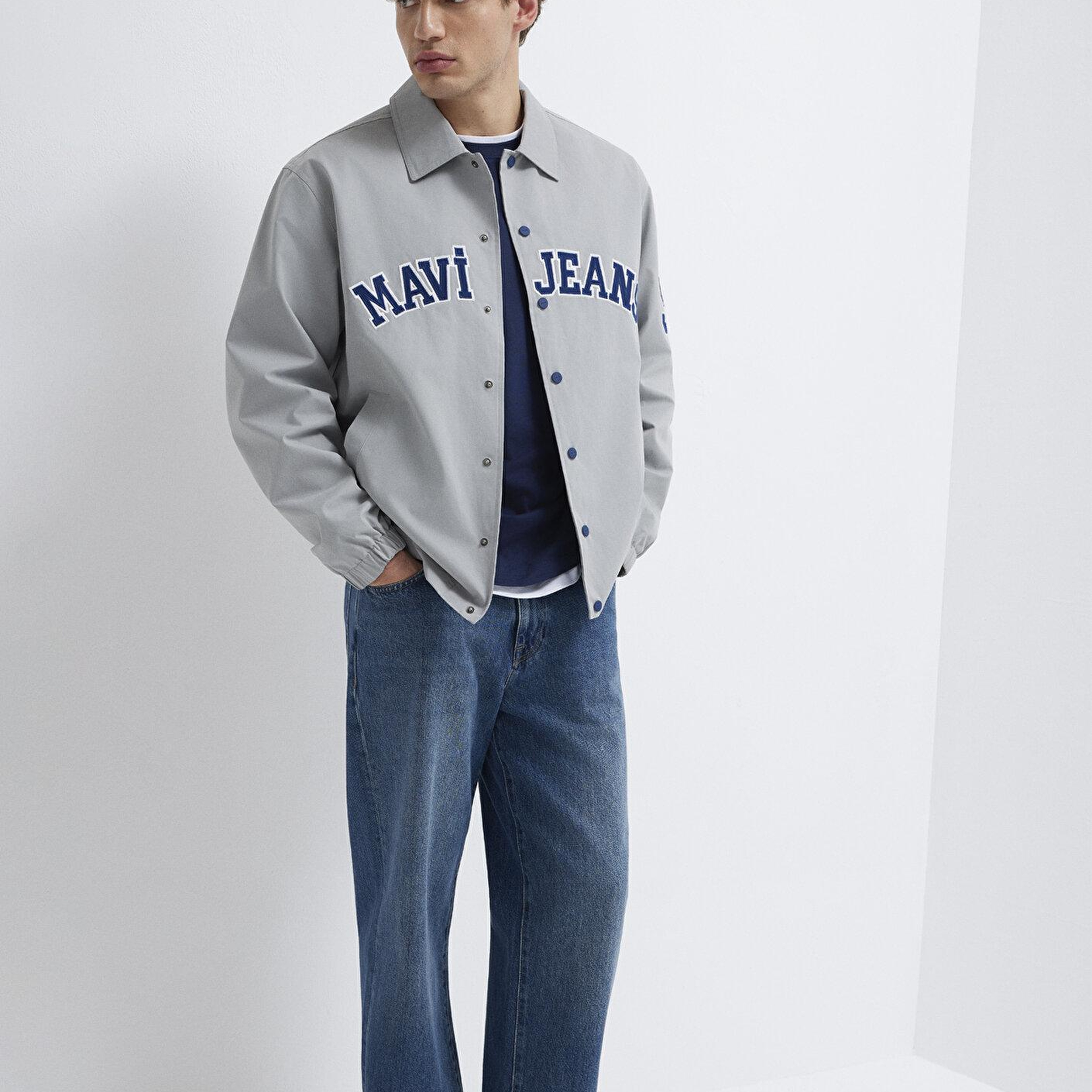 Mavi Mavi Jeans Logo Nakışlı Gri Ceket 0110769-82824