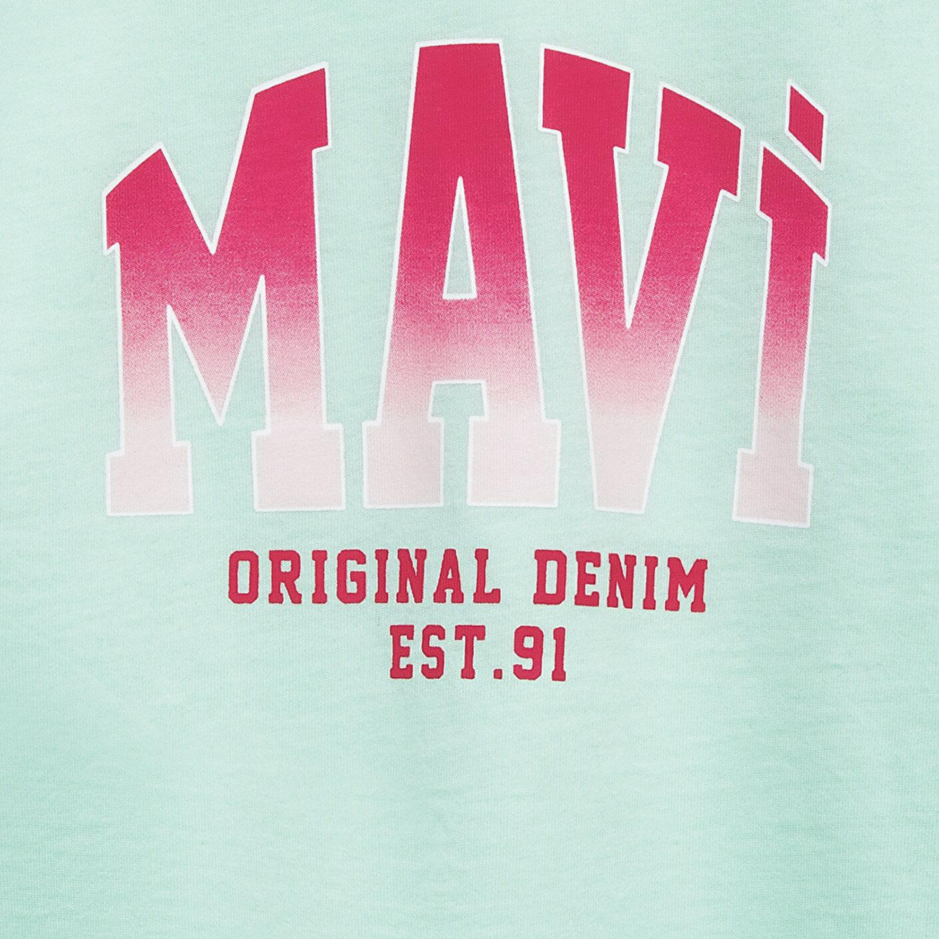 Mavi Mavi Logo Baskılı Yeşil Tişört Loose Fit / Bol Rahat Kesim 7610386-71643