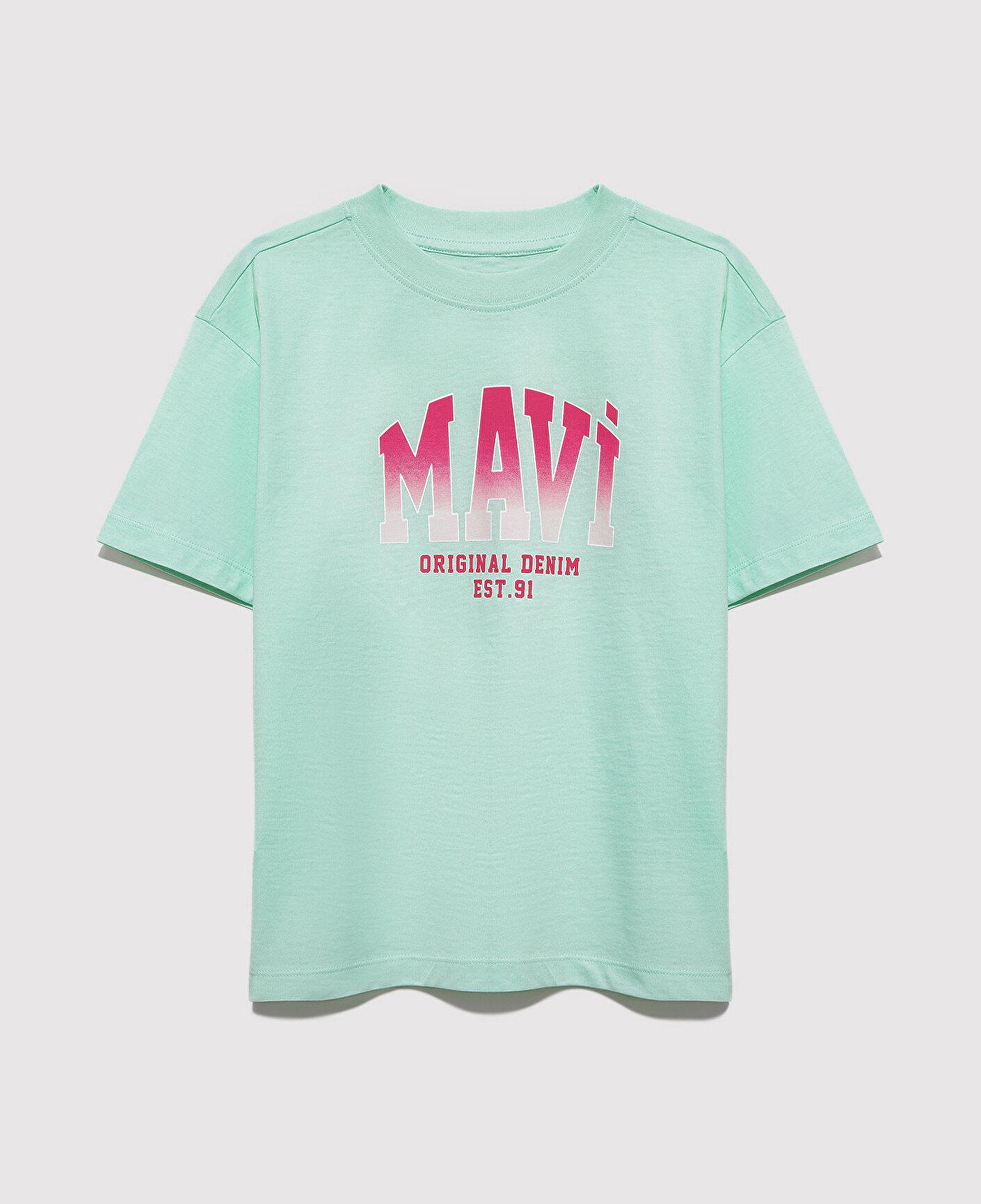 Mavi Mavi Logo Baskılı Yeşil Tişört Loose Fit / Bol Rahat Kesim 7610386-71643