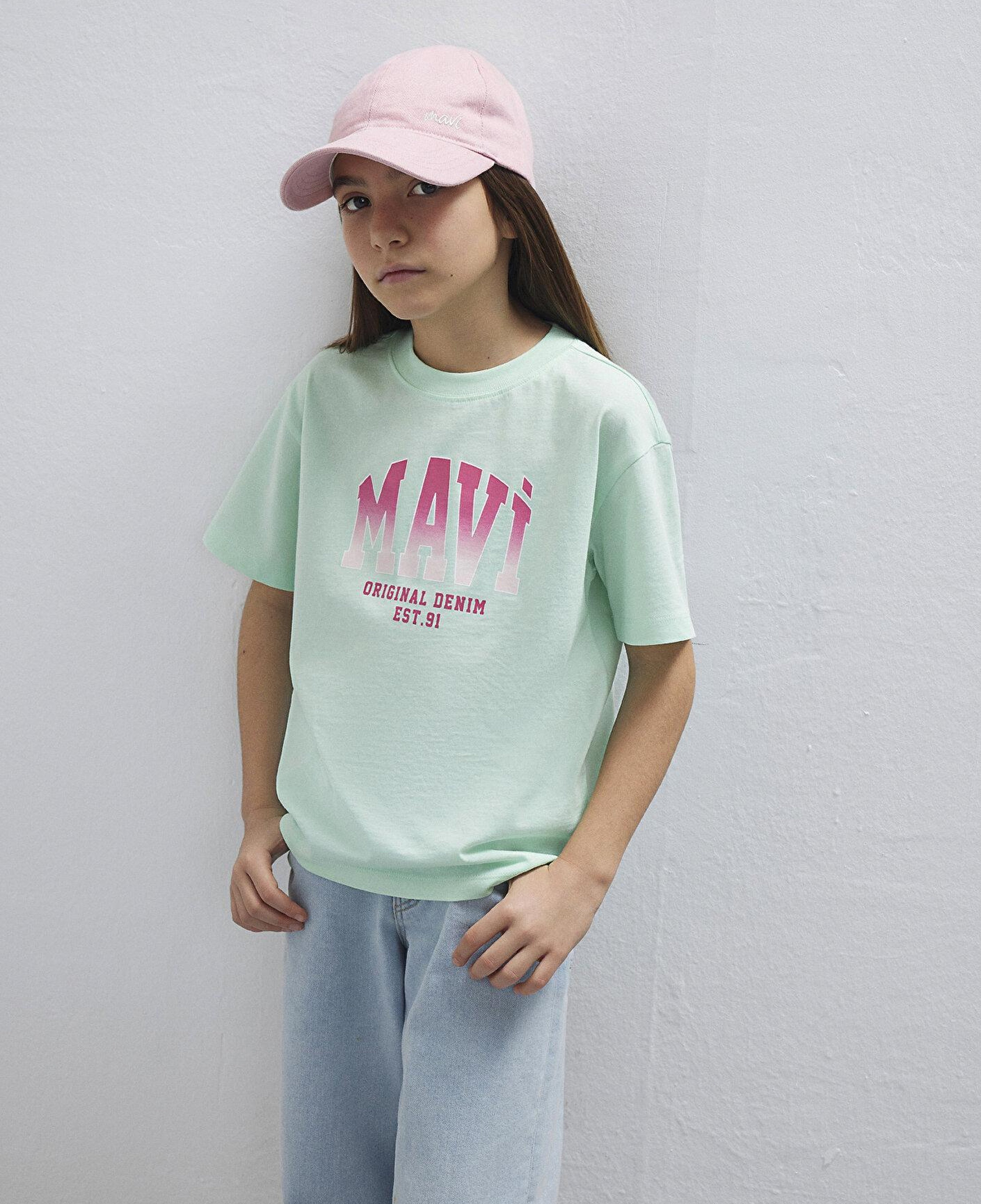 Mavi Mavi Logo Baskılı Yeşil Tişört Loose Fit / Bol Rahat Kesim 7610386-71643