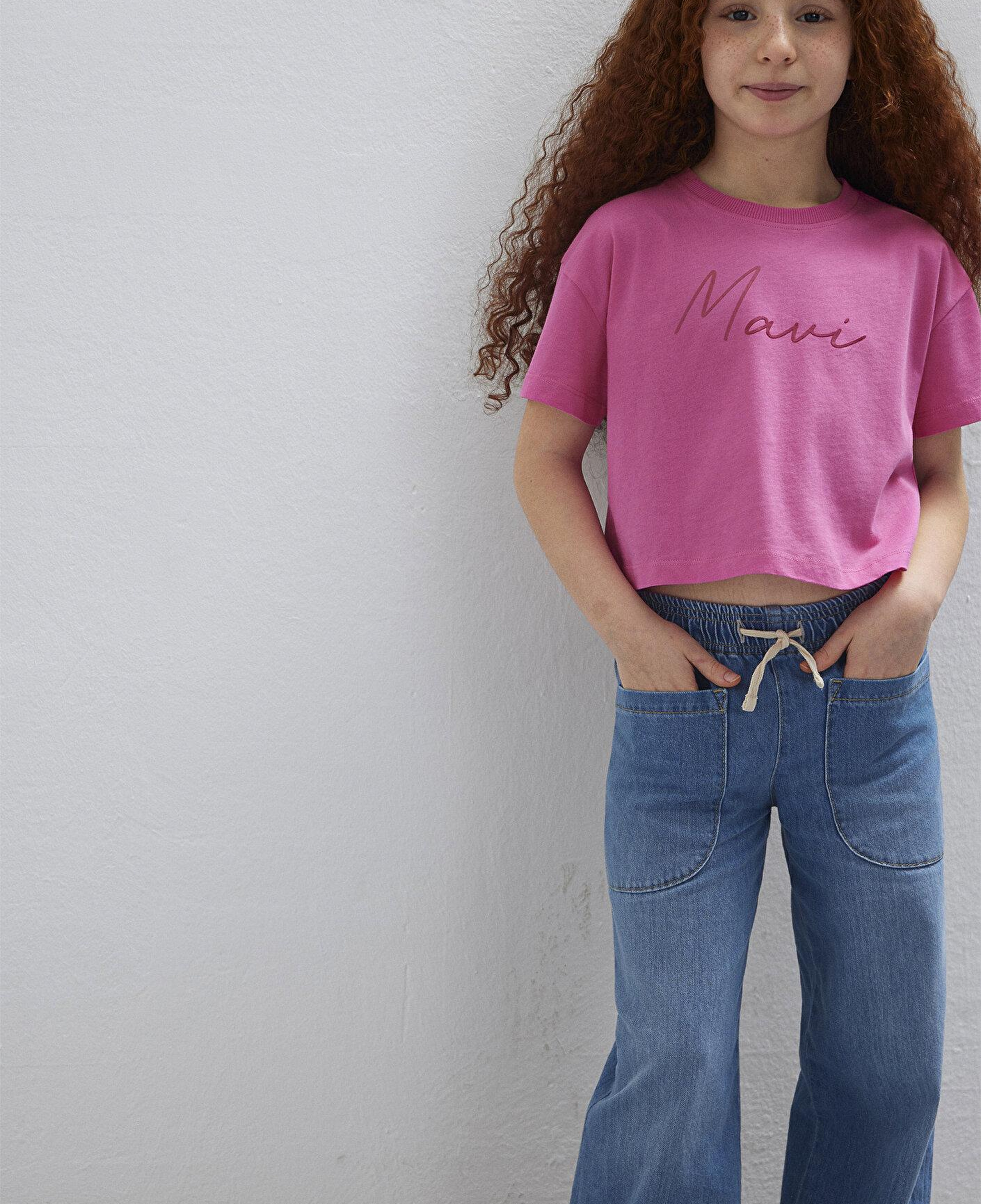 Mavi Mavi Logo Baskılı Pembe Tişört Loose Fit / Bol Rahat Kesim 7610181-91355