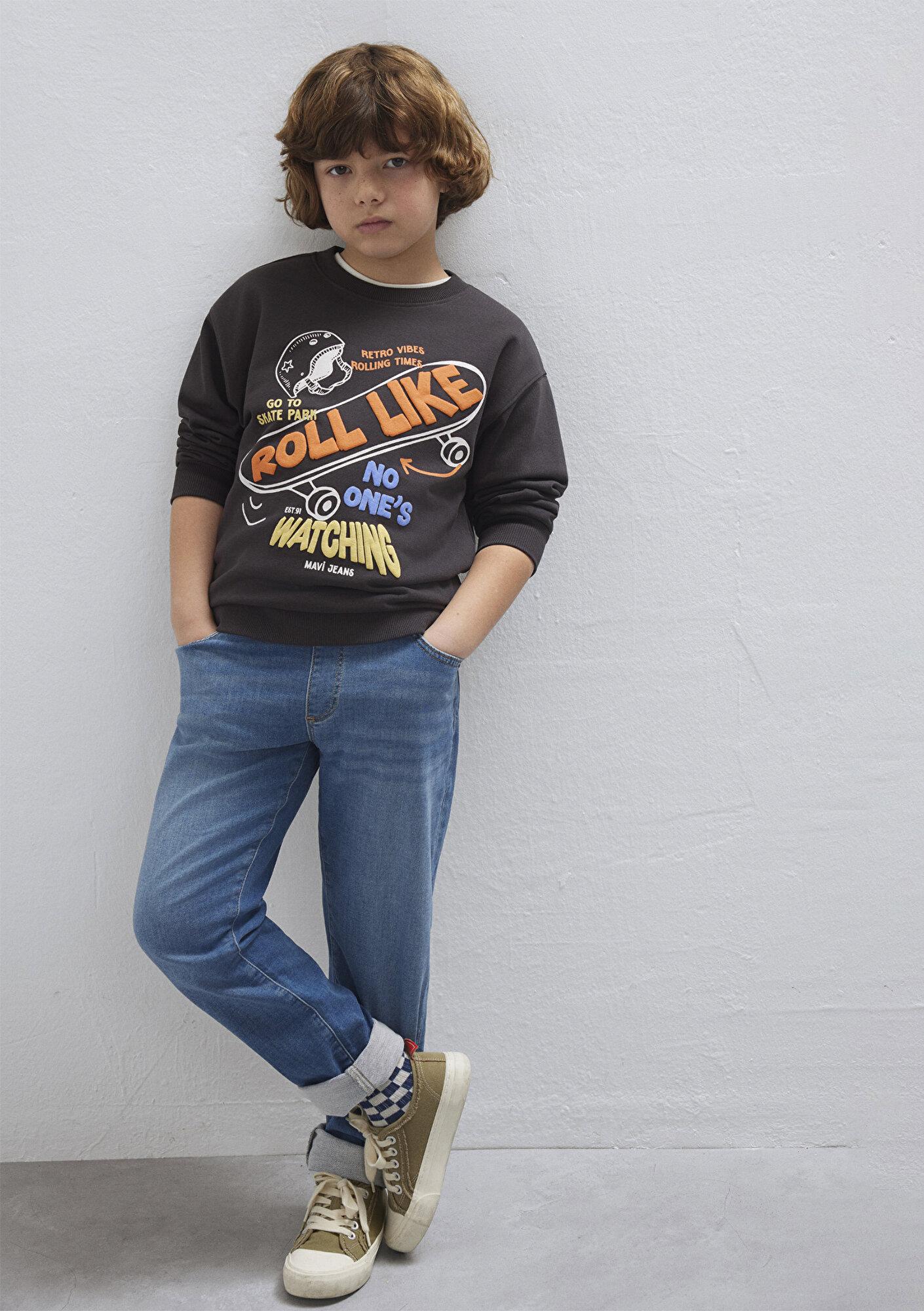 Mavi Roll Like Baskılı Antrasit Sweatshirt 6S10179-70087