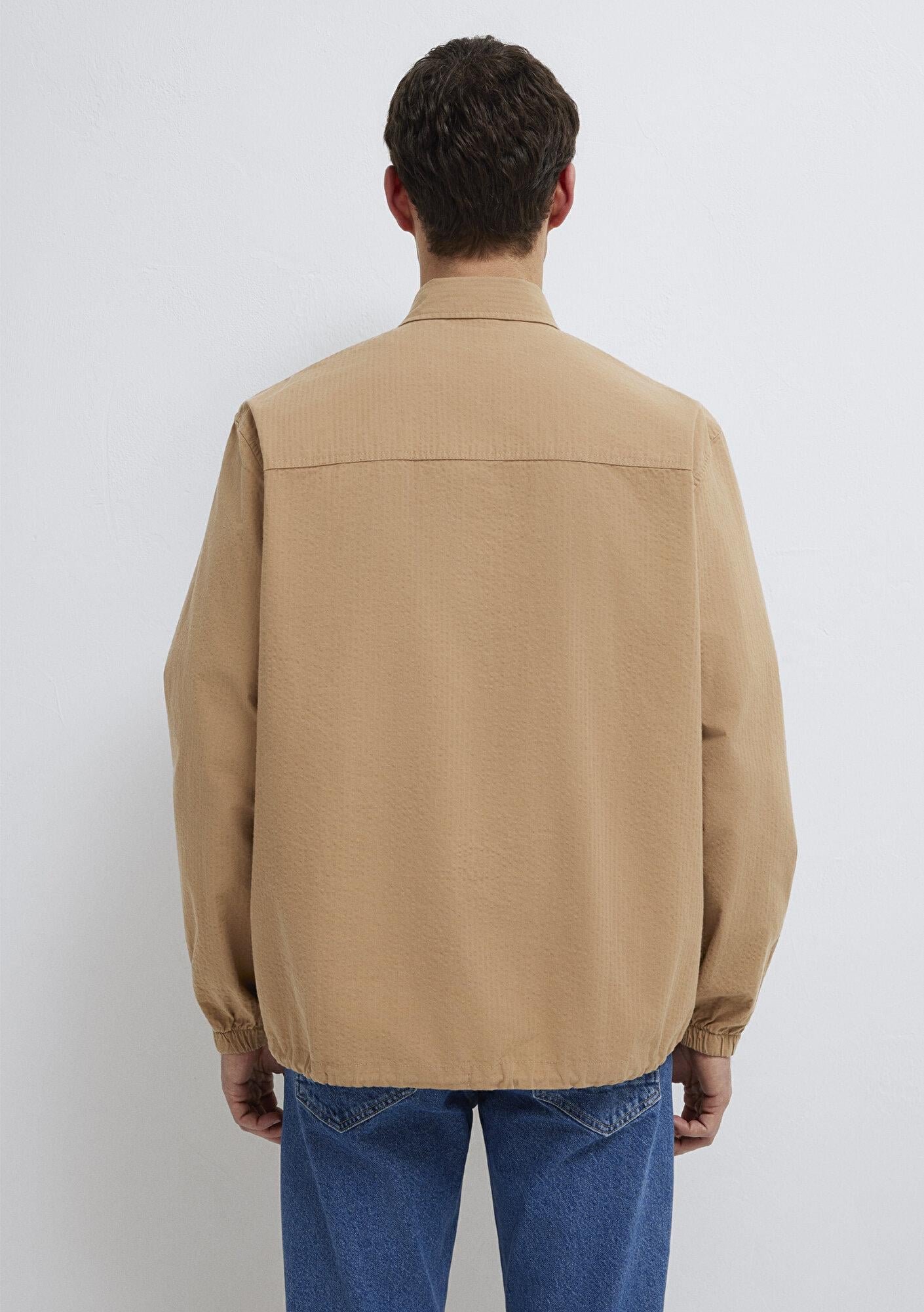 Mavi Cepli Kahverengi Gömlek Loose Fit / Bol Rahat Kesim 0211871-88616