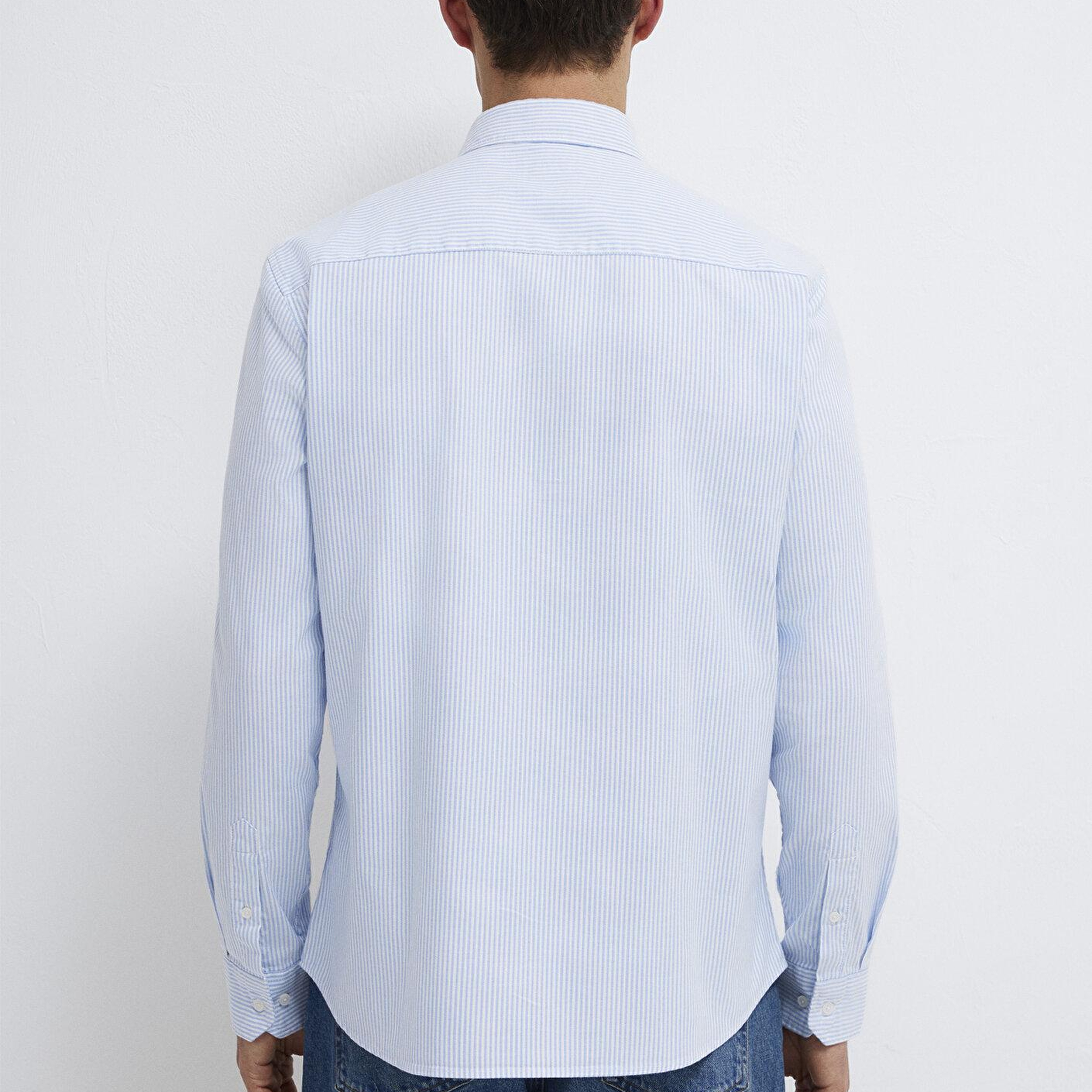 Mavi Çizgili Mavi Gömlek Slim Fit / Dar Kesim 0211916-91471