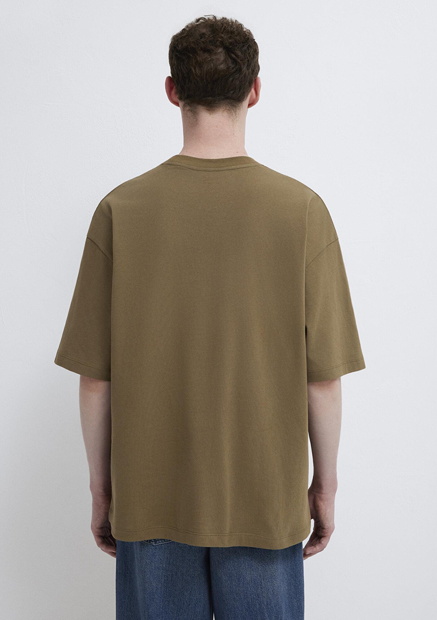 Mavi Silikon Logo Baskılı Yeşil Basic Tişört Oversize / Geniş Kesim 0613188-71564