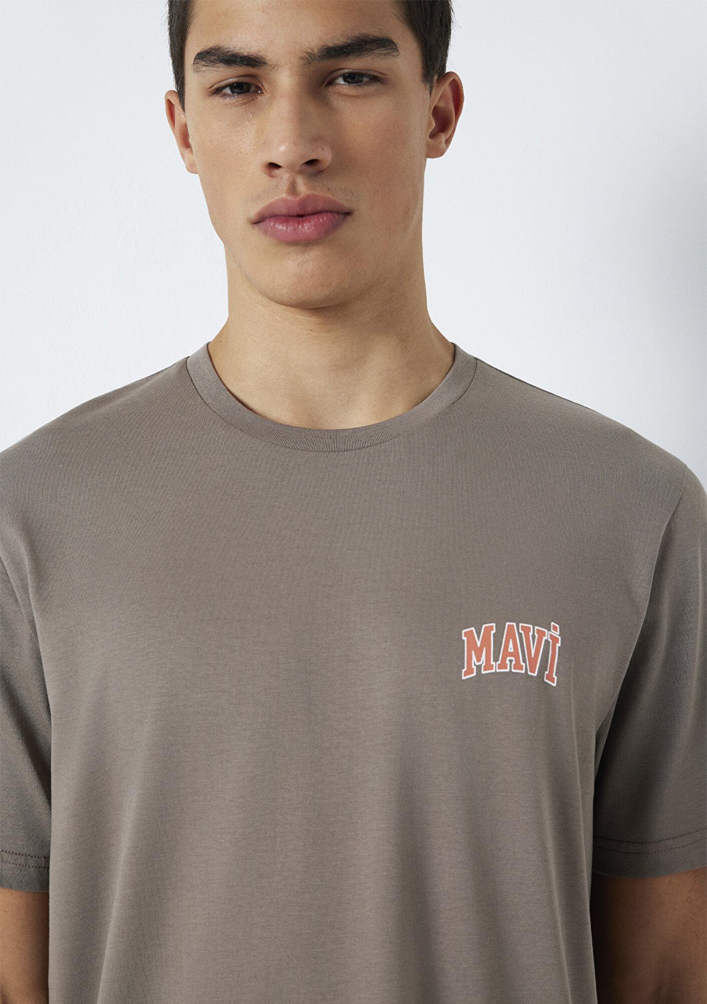 Mavi Mavi Logo Baskılı Kahverengi Tişört Regular Fit / Normal Kesim 0611714-87875