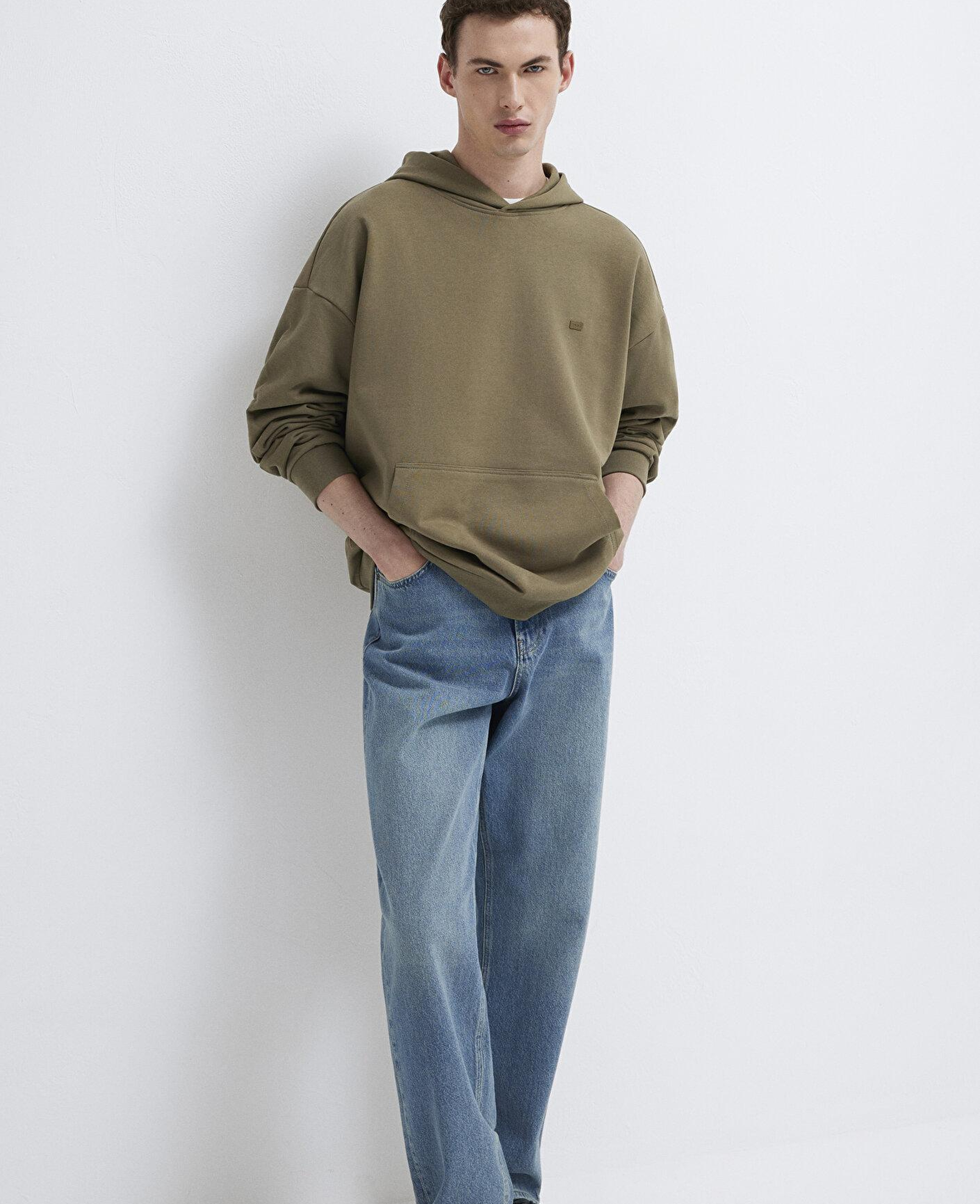 Mavi Kapüşonlu Haki Sweatshirt 0S10416-71564