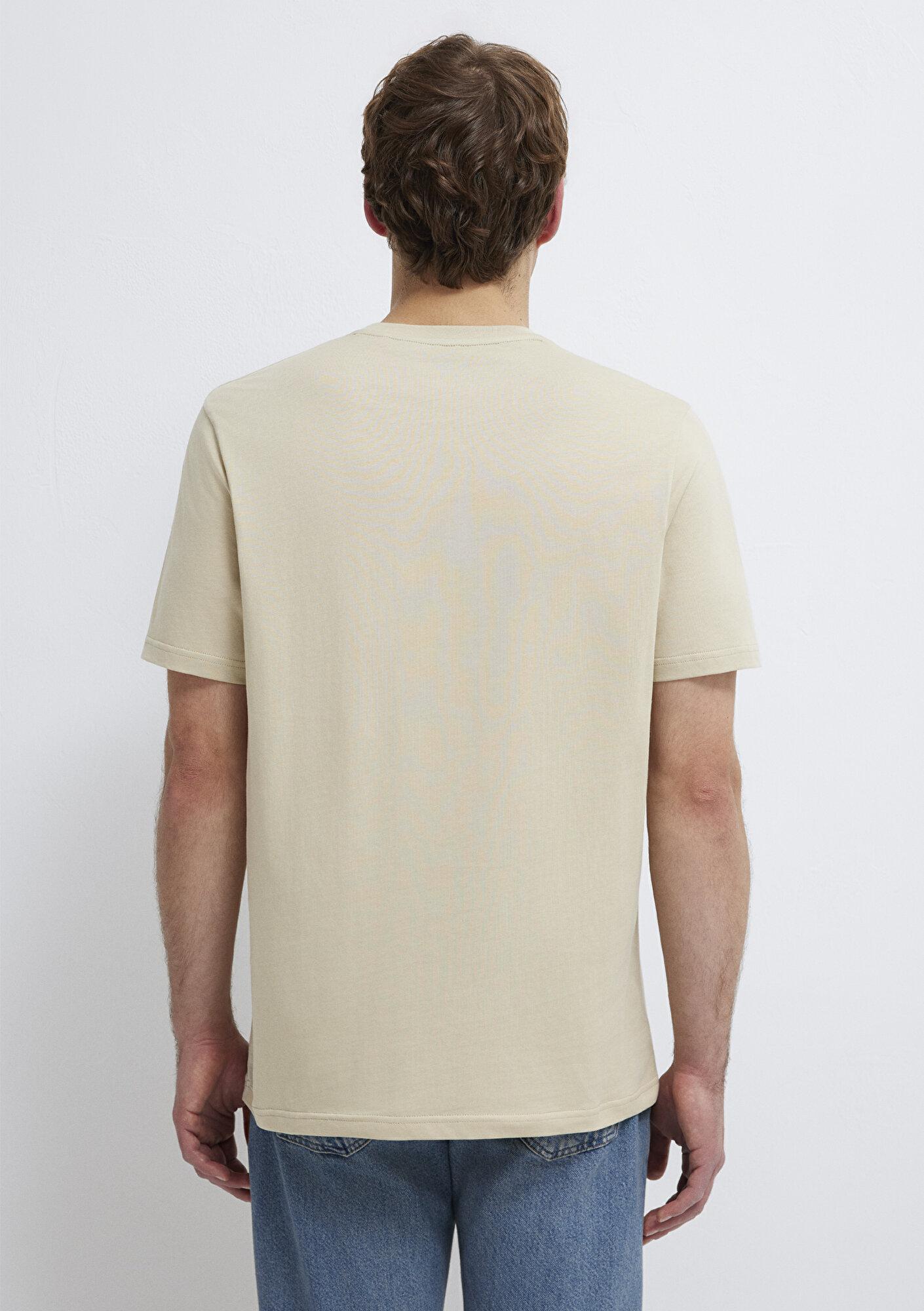Mavi Mavi Logo Baskılı Bej Tişört Regular Fit / Normal Kesim 0611714-70325