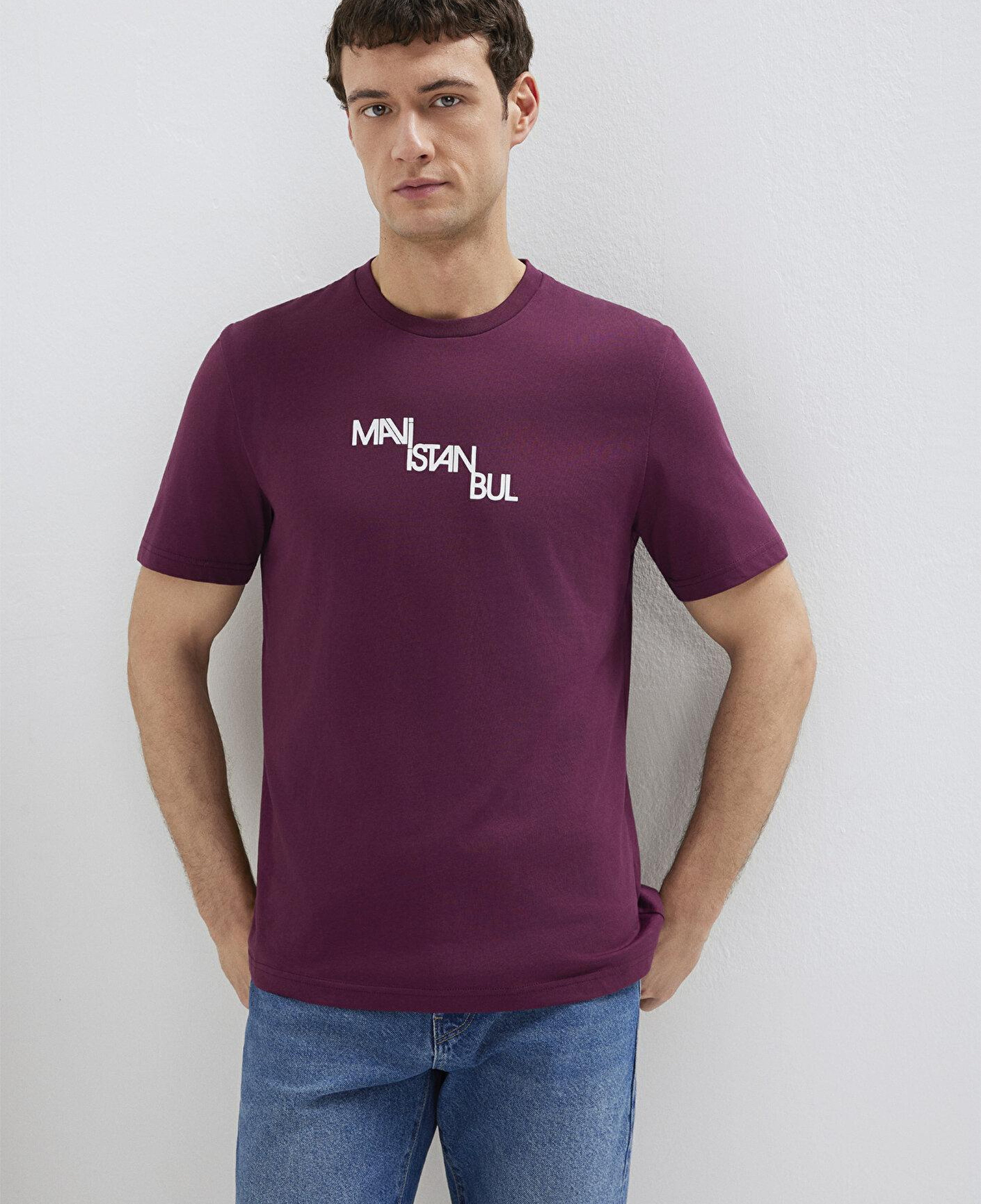Mavi İstanbul Baskılı Mor Tişört Regular Fit / Normal Kesim 0612274-70670