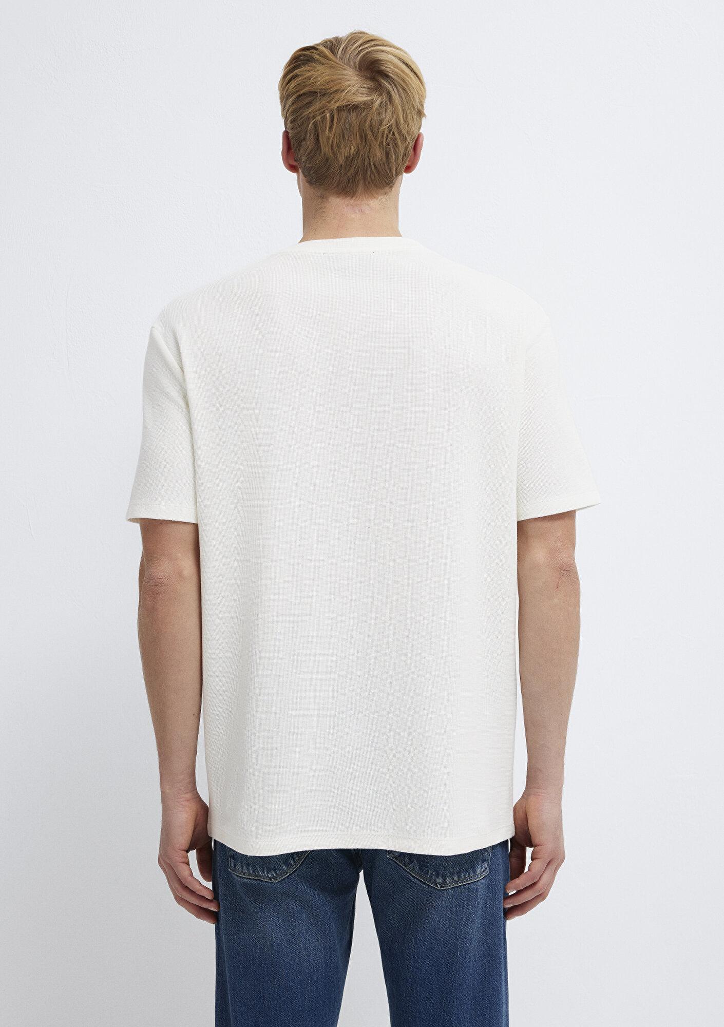 Mavi Ekru Basic Tişört Loose Fit / Bol Rahat Kesim 0613153-70056