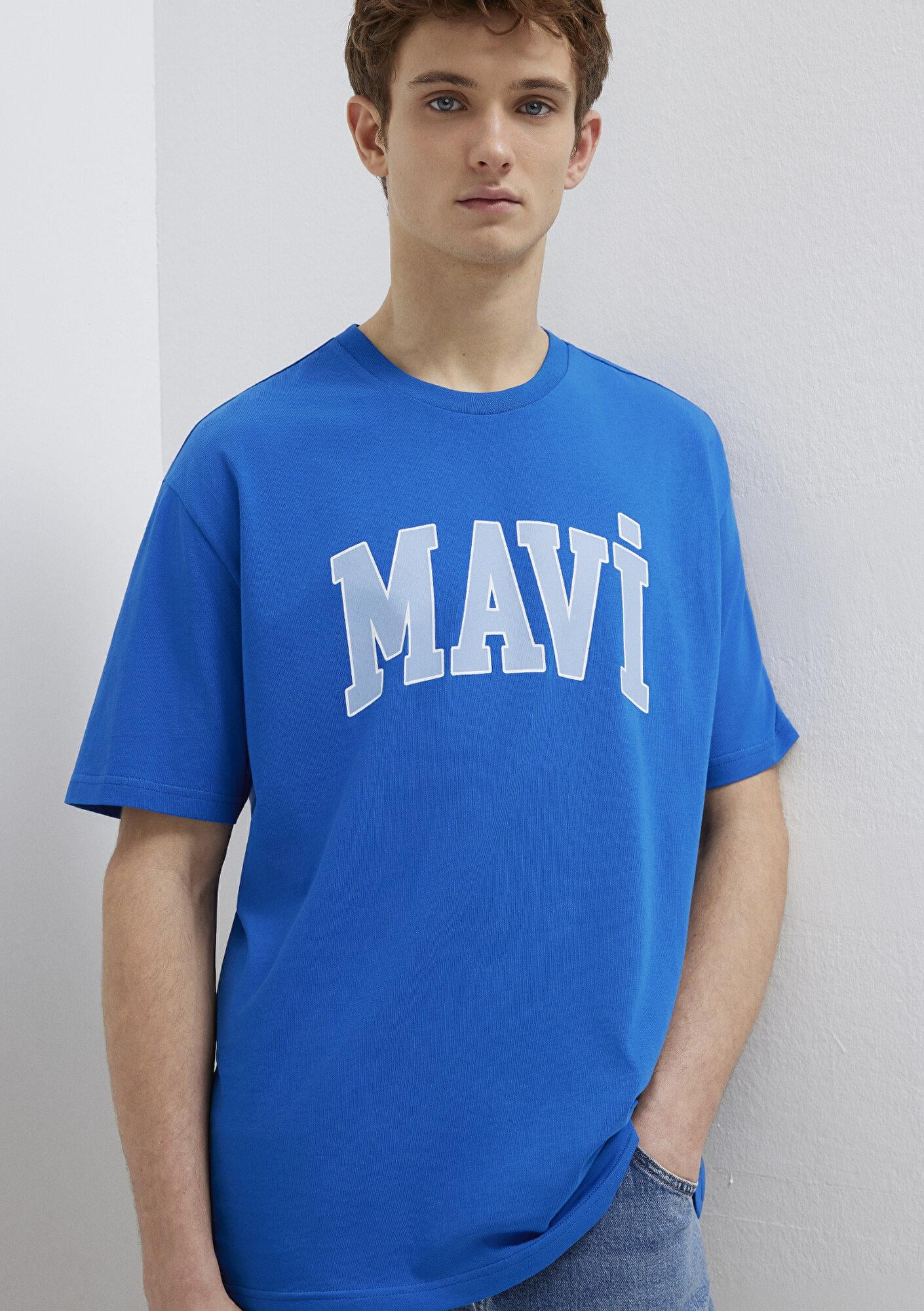 Mavi Mavi Logo Baskılı Mavi Tişört Loose Fit / Bol Rahat Kesim 0611711-81330