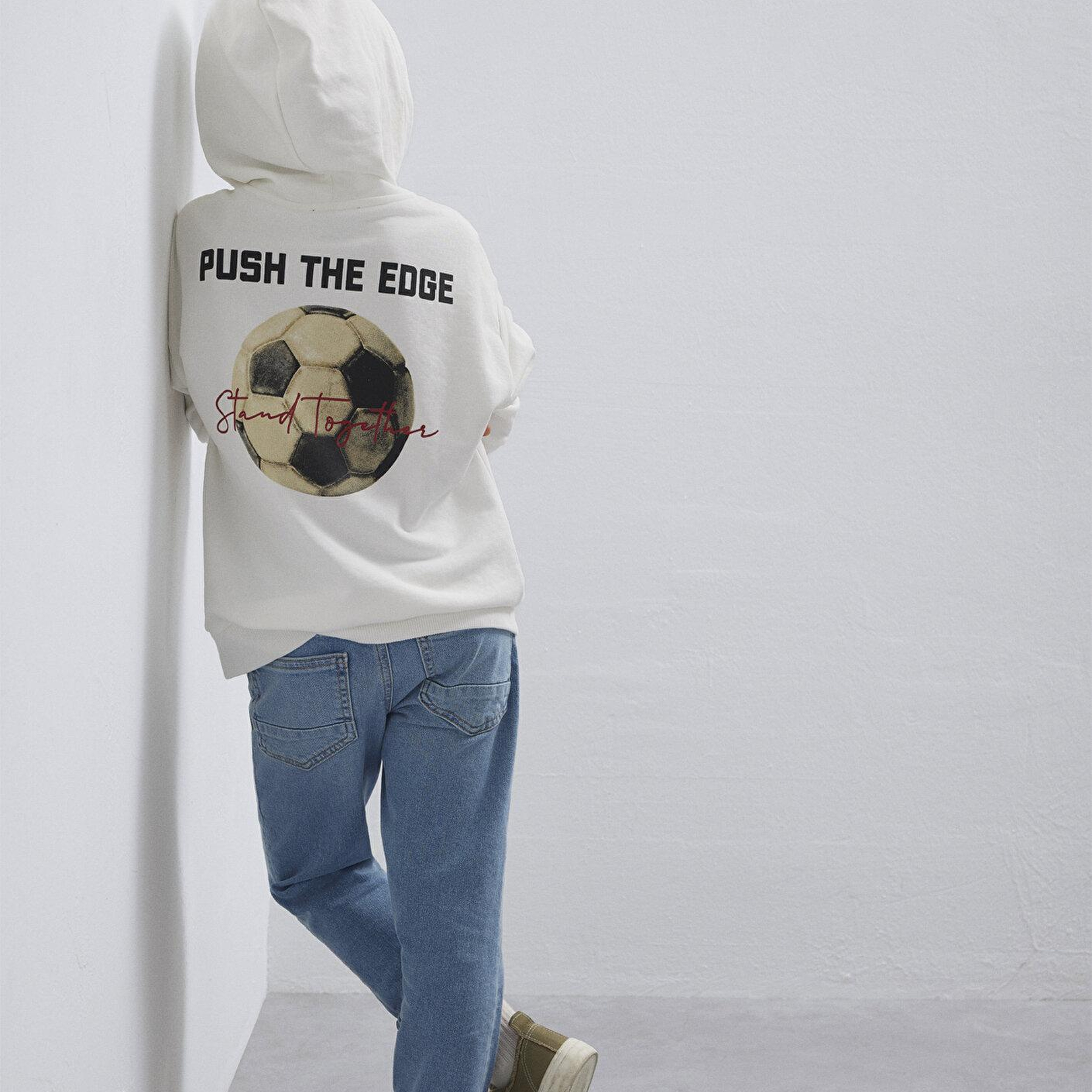Mavi Stand Together Baskılı Kapüşonlu Ekru Sweatshirt 6S10181-70057