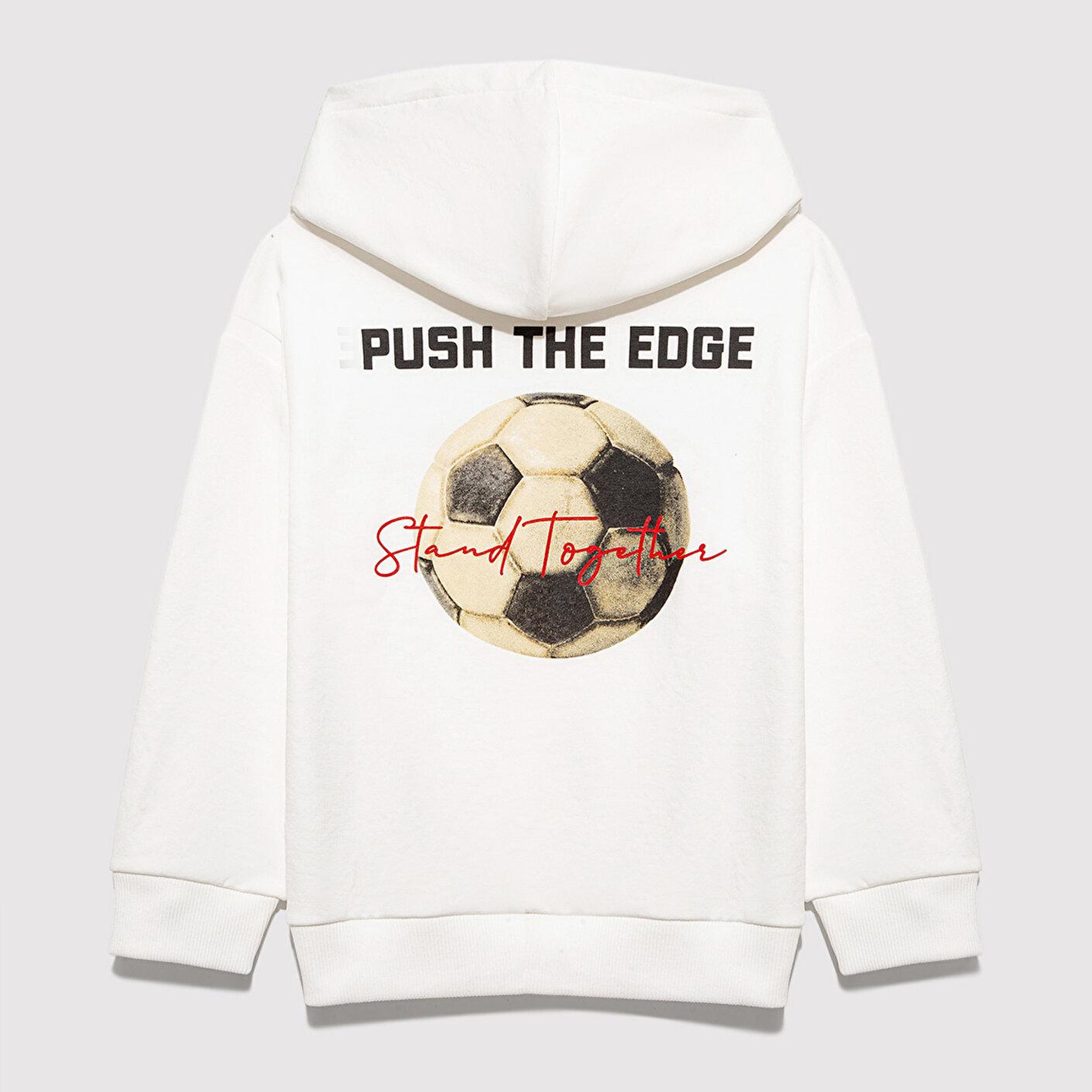 Mavi Stand Together Baskılı Kapüşonlu Ekru Sweatshirt 6S10181-70057