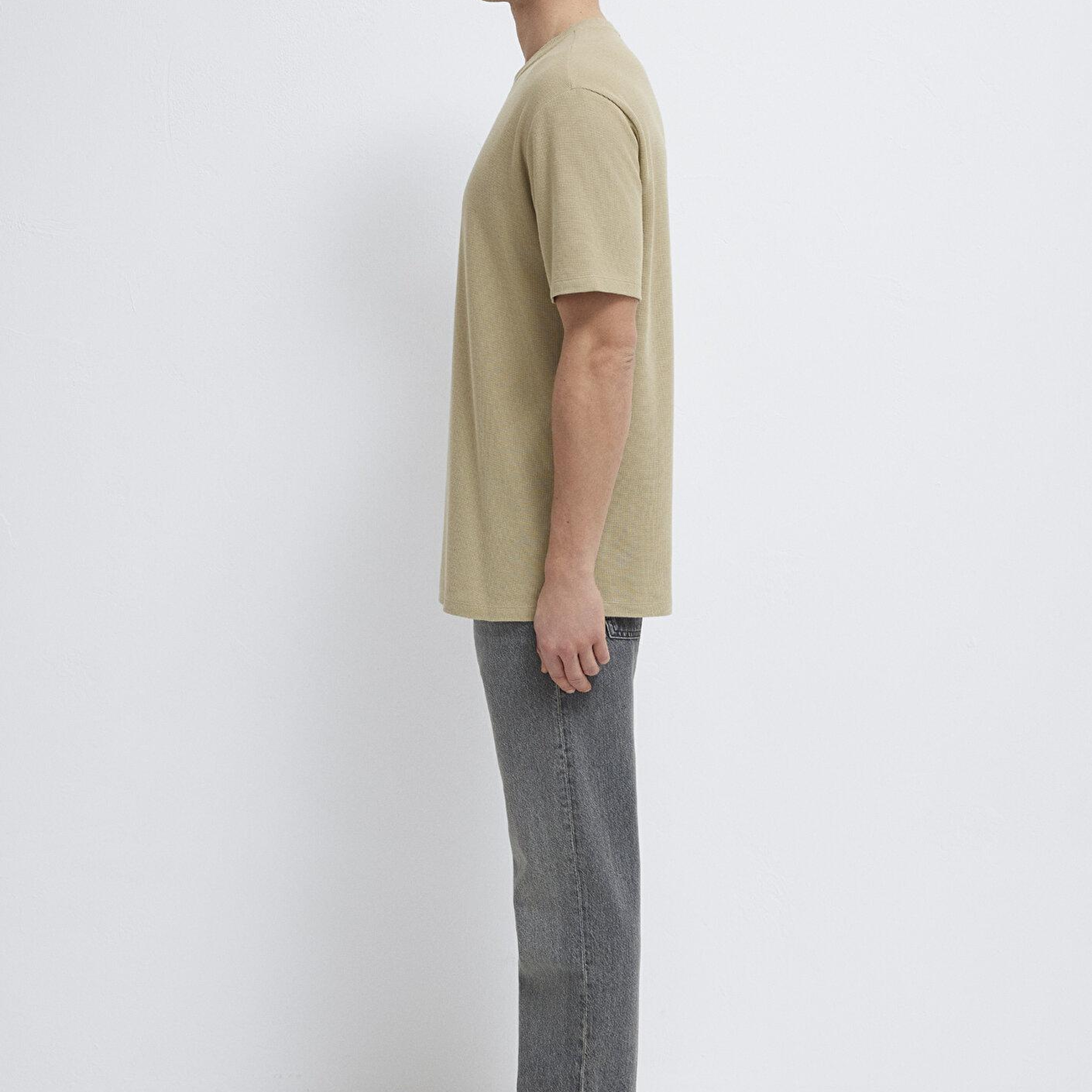 Mavi Bej Basic Tişört Loose Fit / Bol Rahat Kesim 0613153-70204