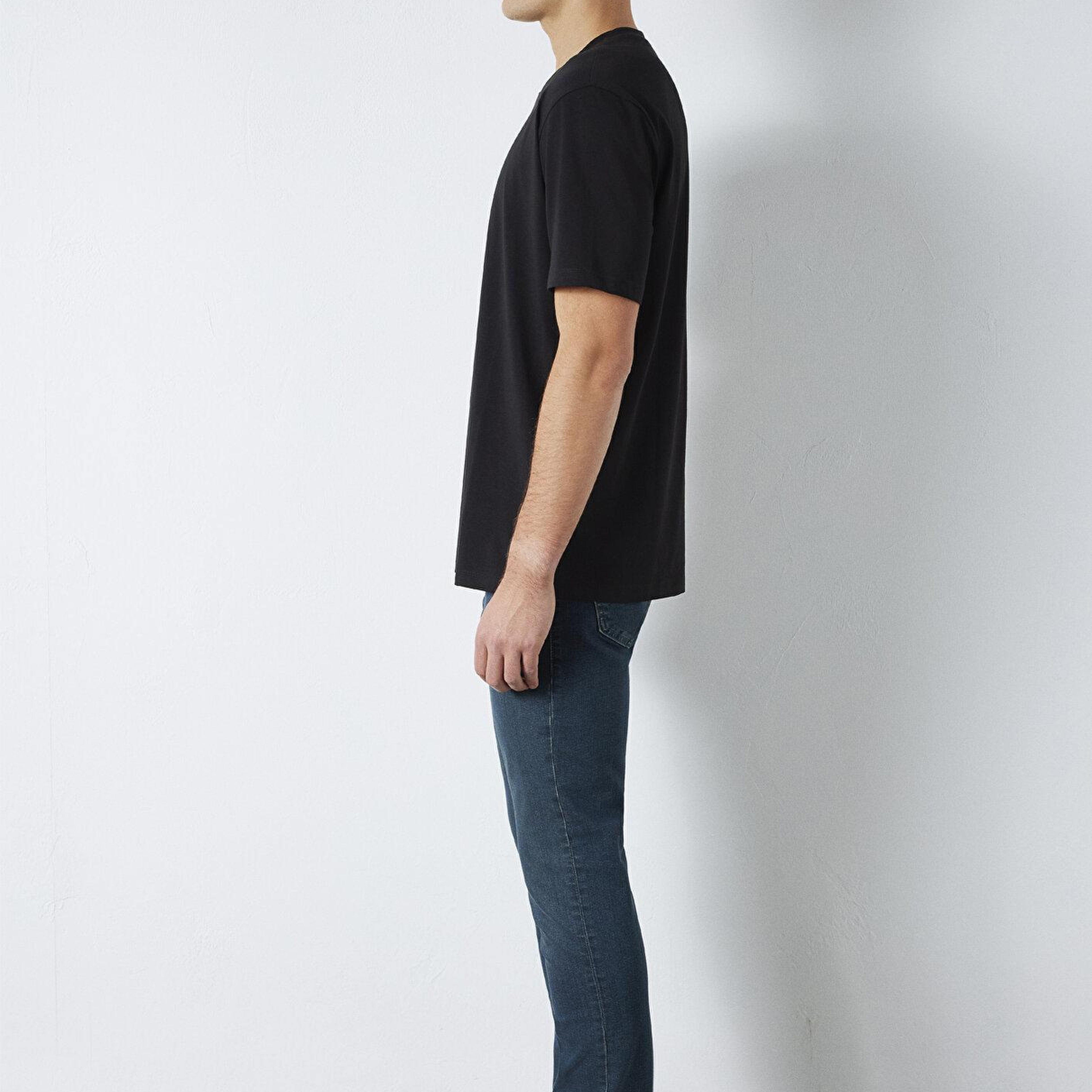 Mavi Siyah Basic Tişört Loose Fit / Bol Rahat Kesim 0613199-900