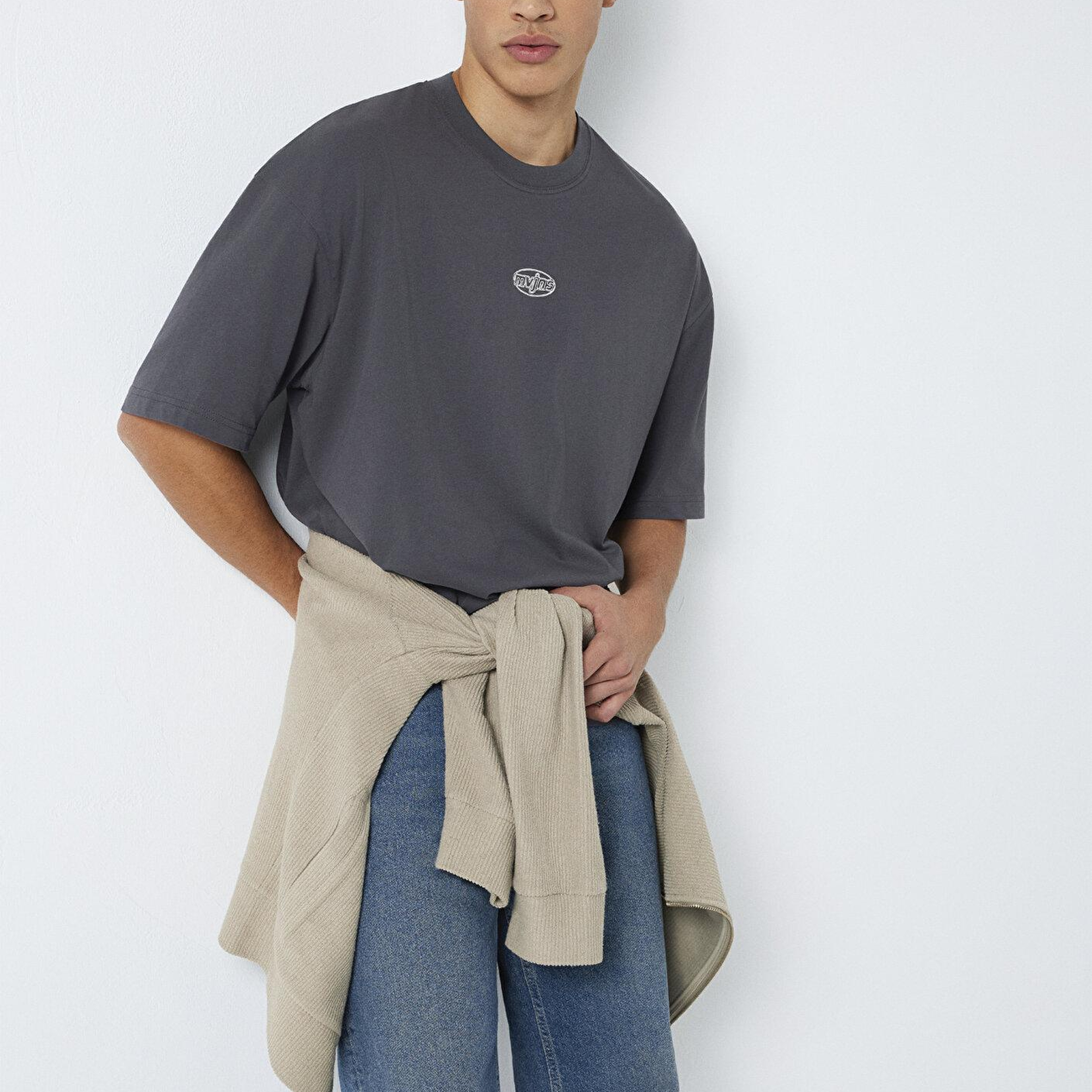 Mavi MVJNS Baskılı Antrasit Tişört Oversize / Geniş Kesim 0613215-80955