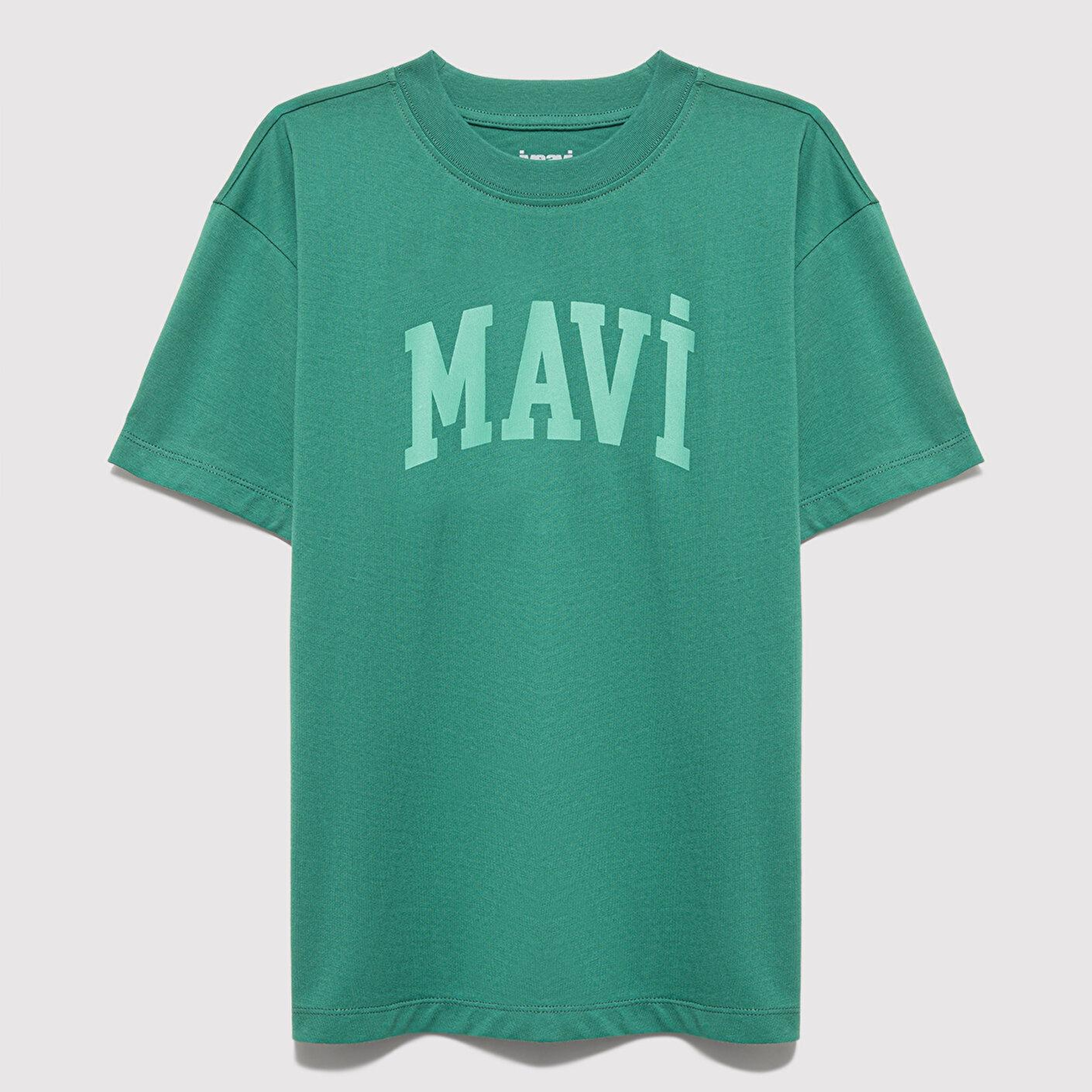Mavi Mavi Baskılı Yeşil Tişört Loose Fit / Bol Rahat Kesim 6610484-71697
