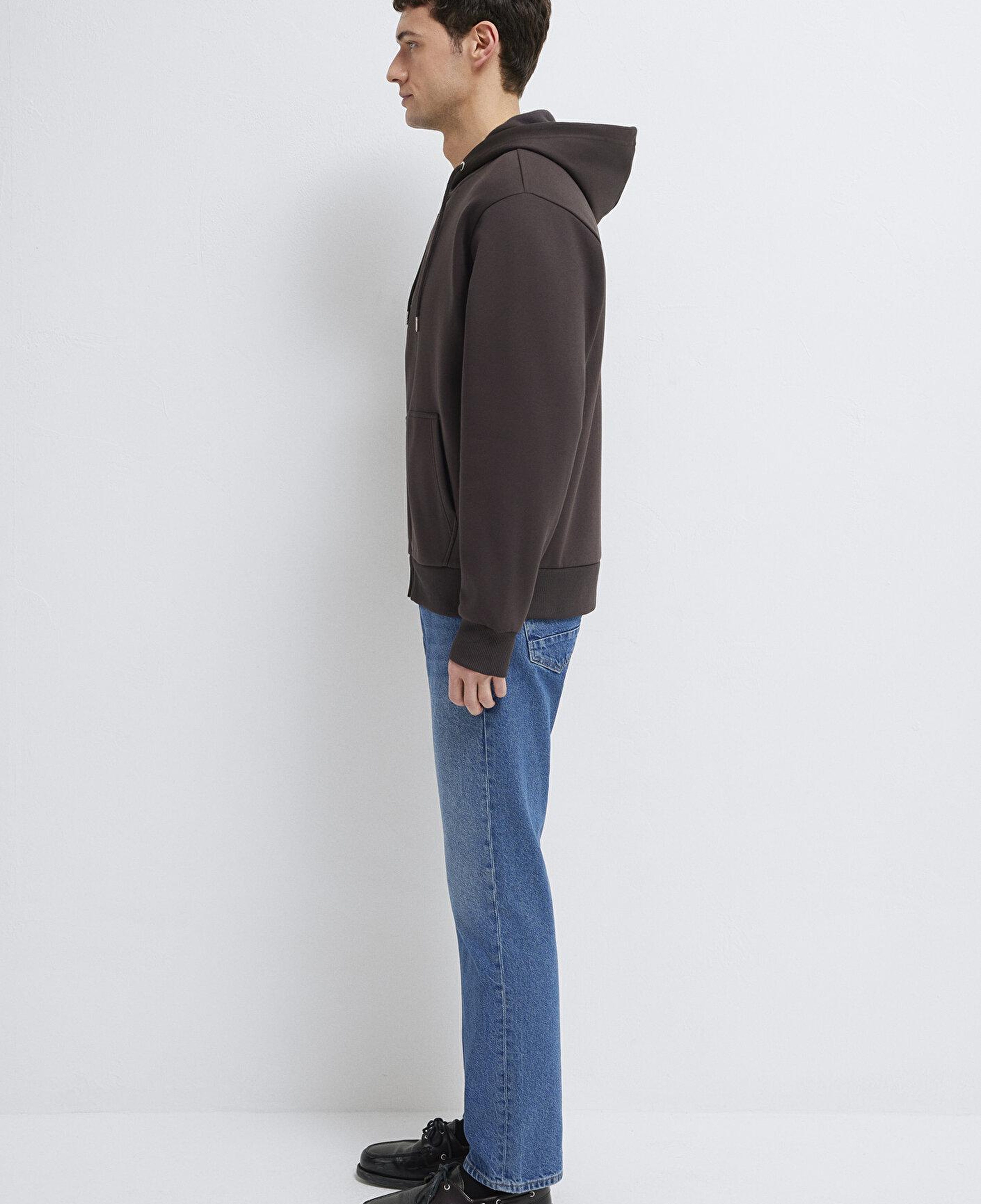 Mavi Kapüşonlu Fermuarlı Kahverengi Basic Sweatshirt 0S10277-70219
